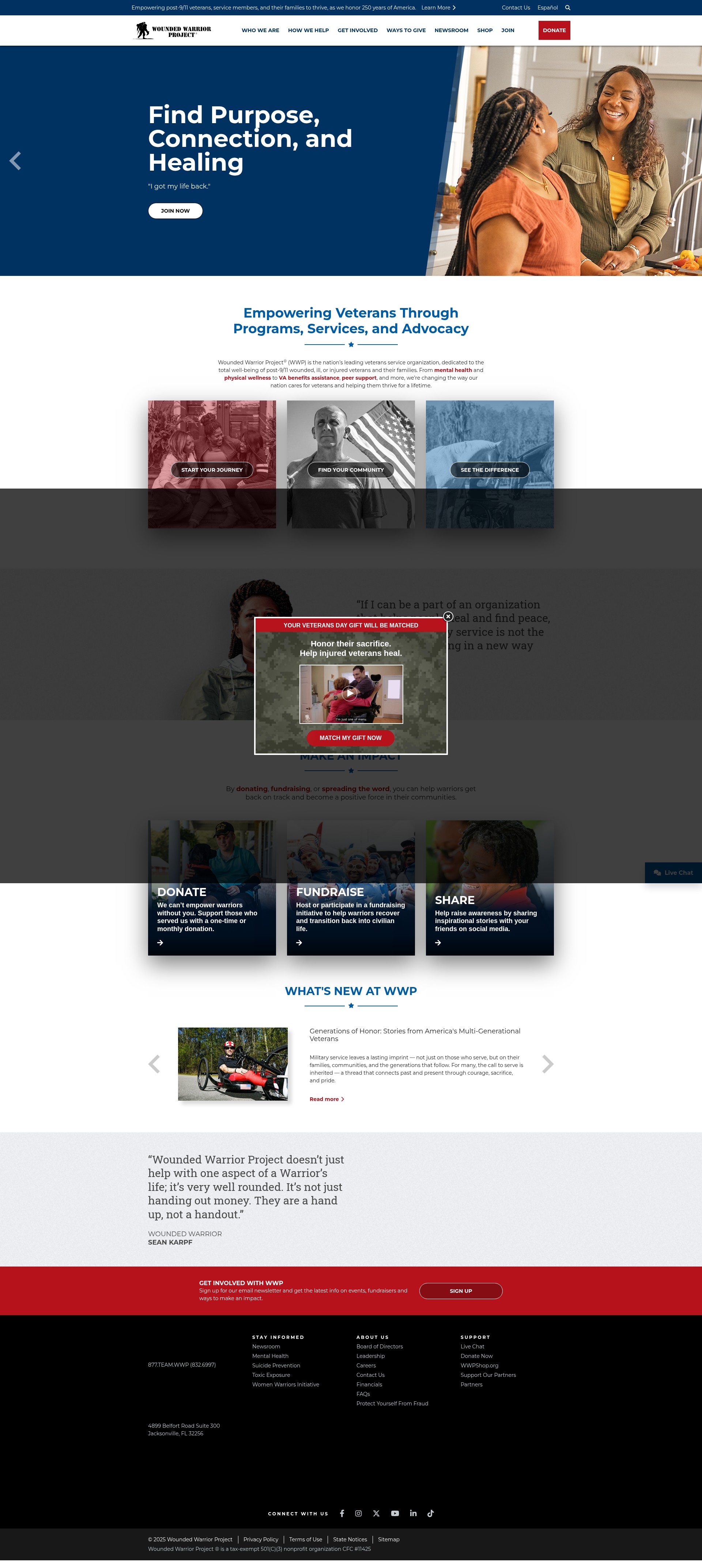 Screenshot of www.woundedwarriorproject.org
