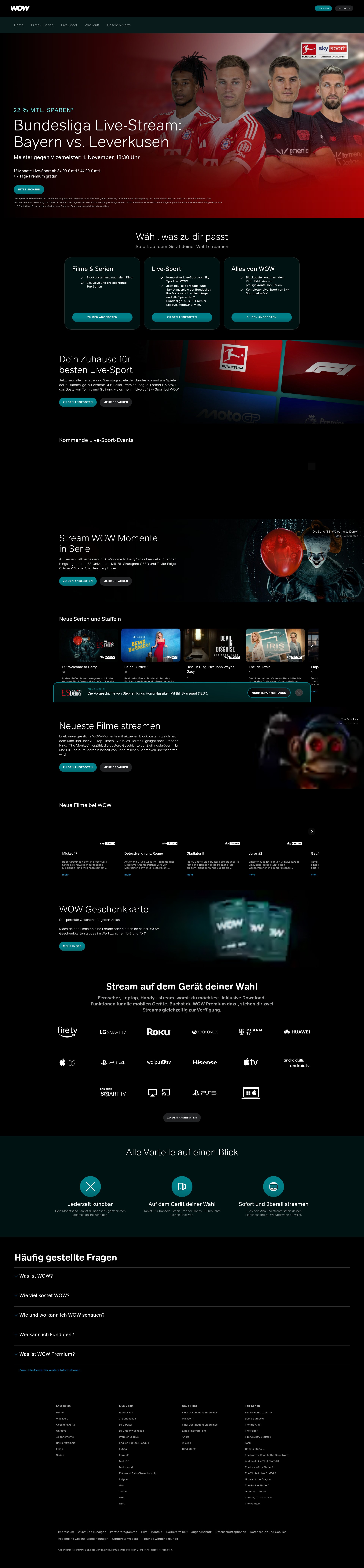 Screenshot of www.wowtv.de