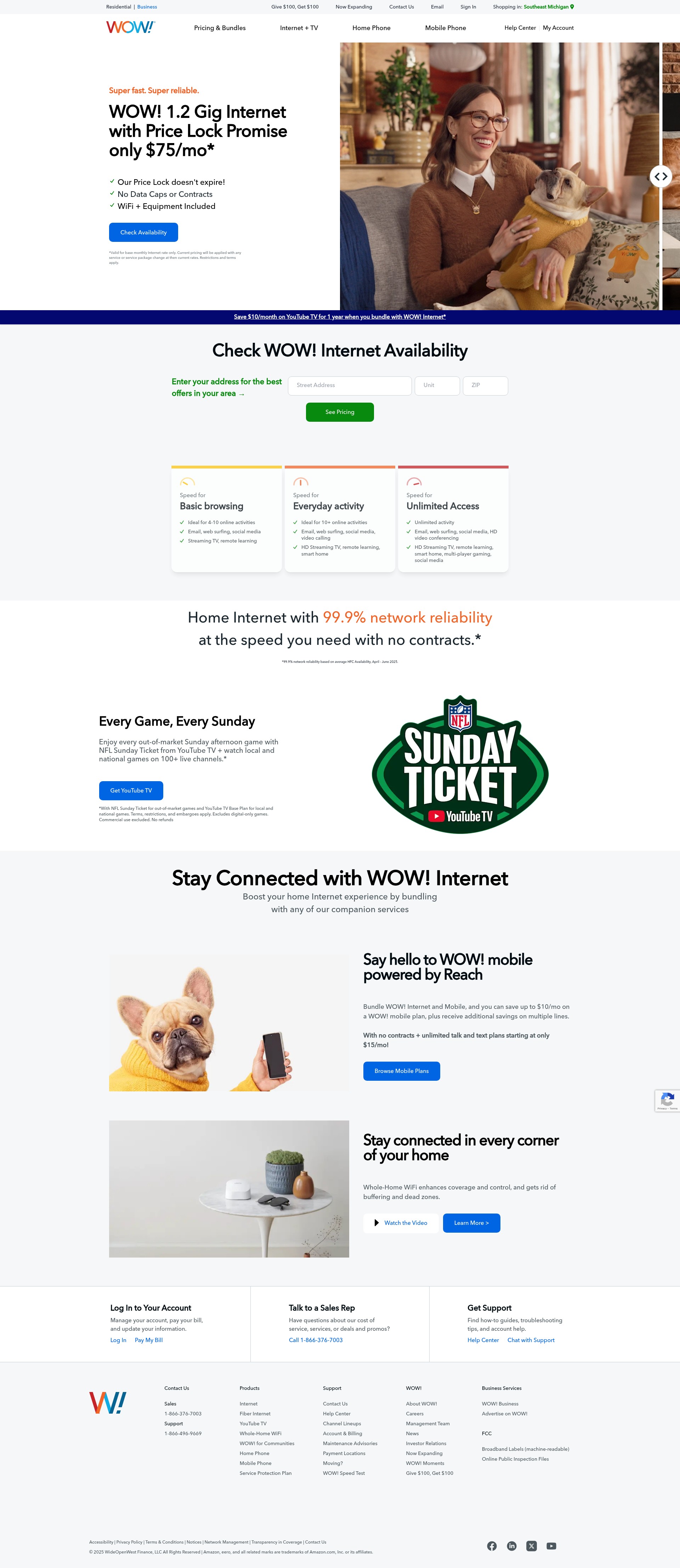 Screenshot of www.wowway.com