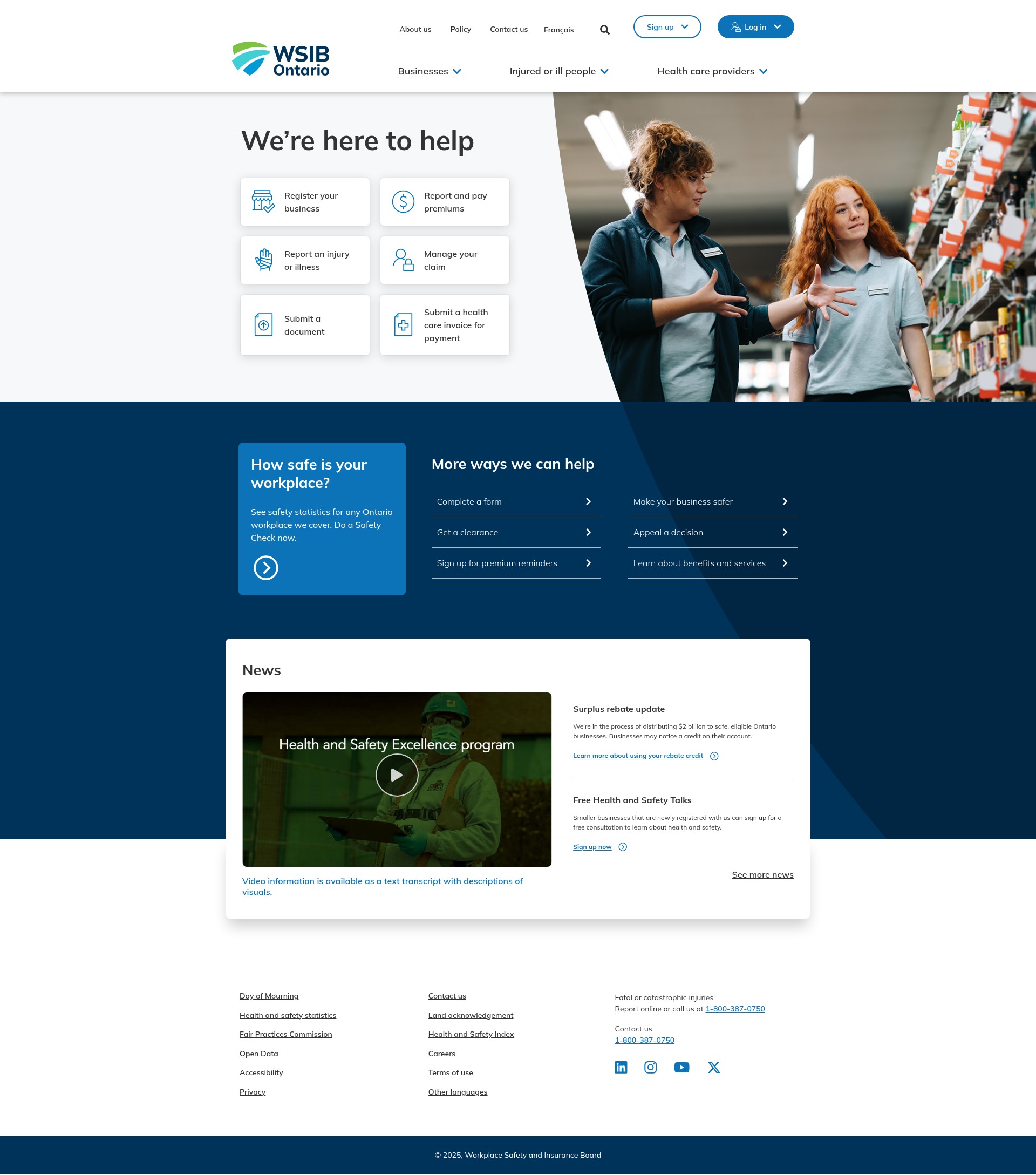 Screenshot of www.wsib.ca