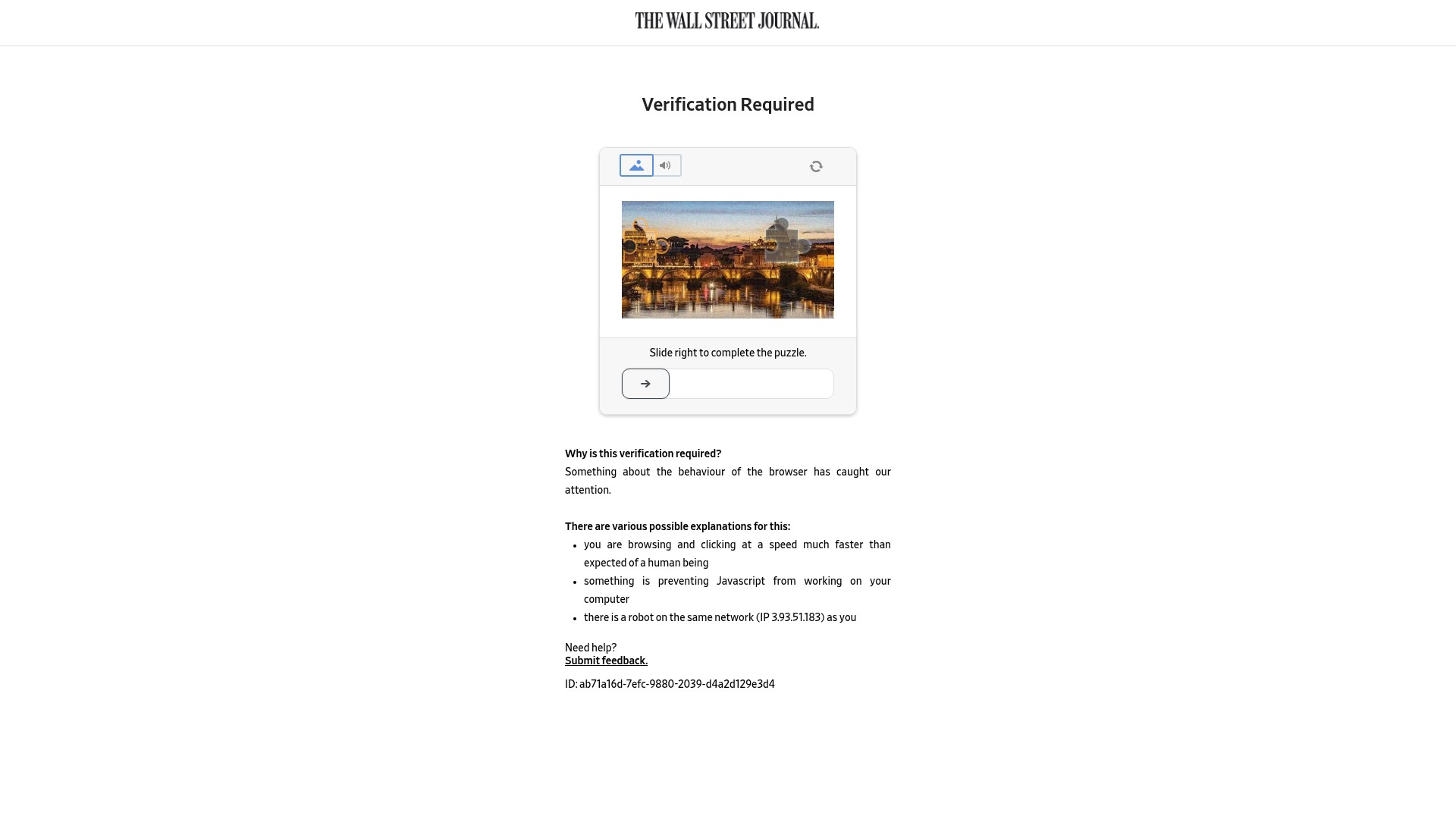 Screenshot of www.wsj.com