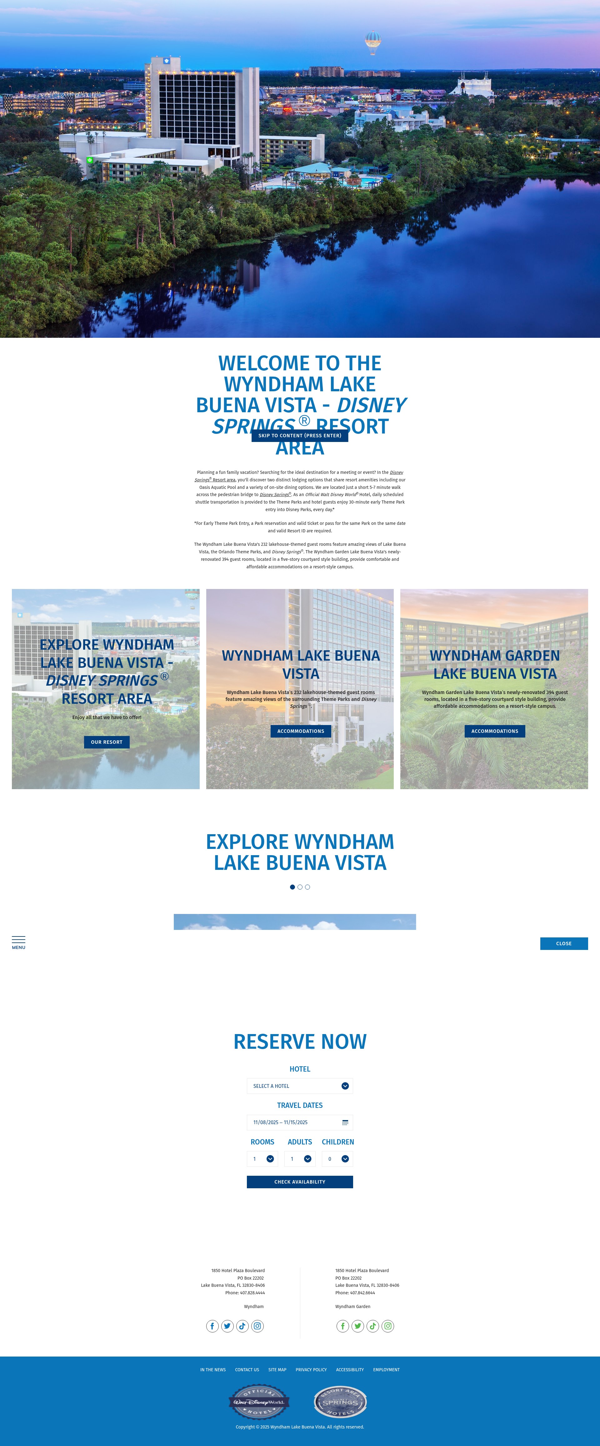 Screenshot of www.wyndhamlakebuenavista.com