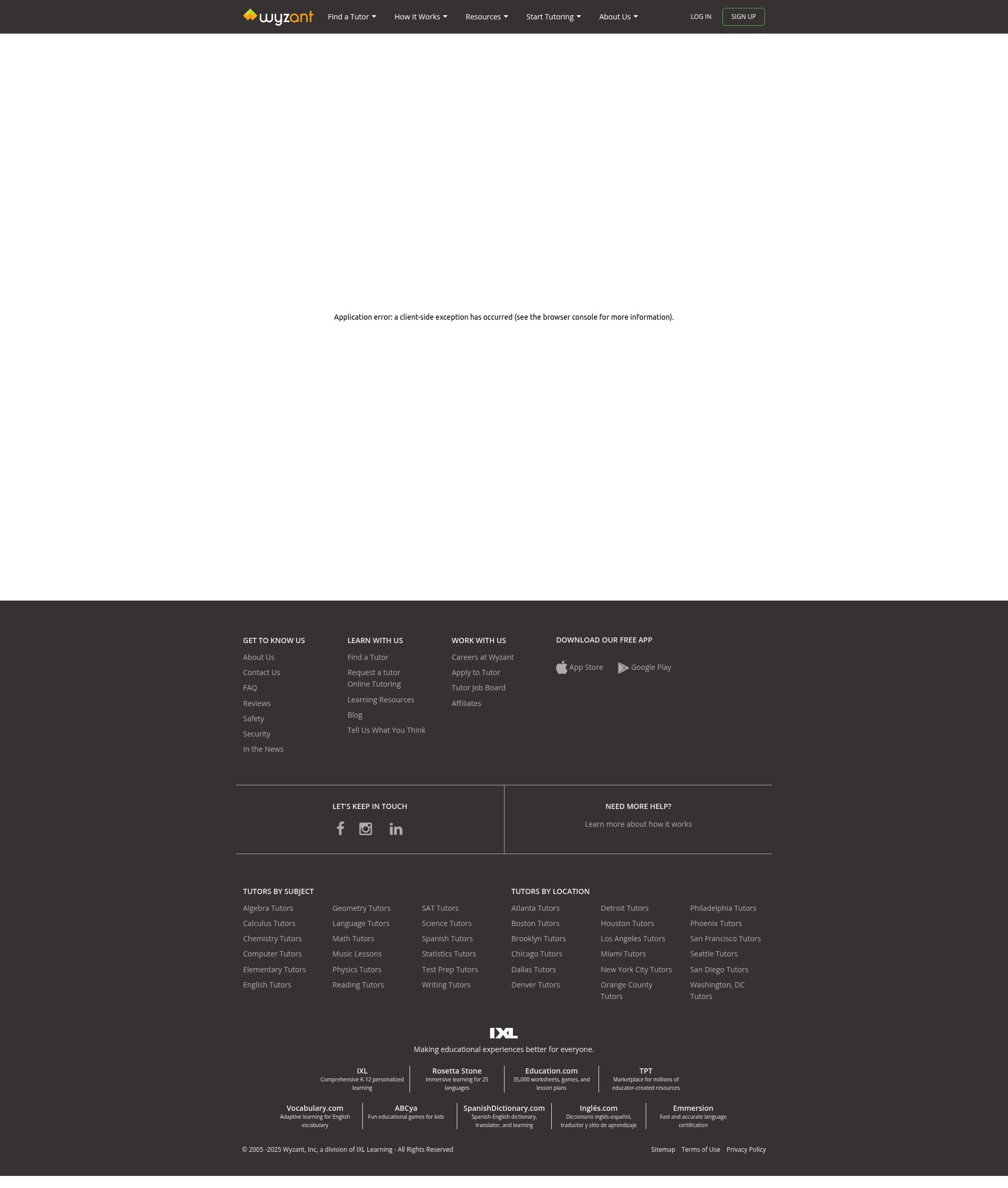Screenshot of www.wyzant.com