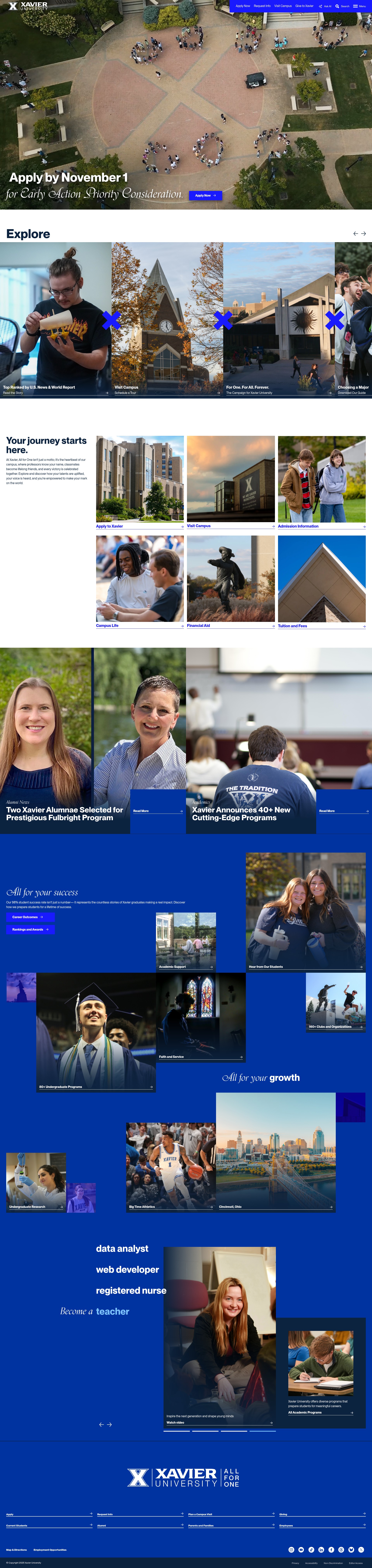 Screenshot of www.xavier.edu