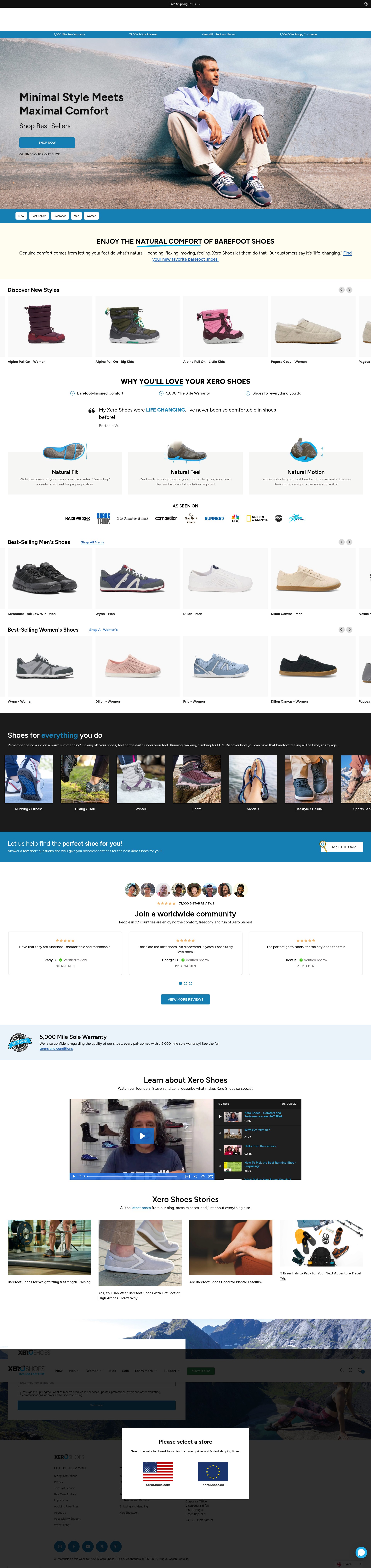 Screenshot of www.xeroshoes.eu