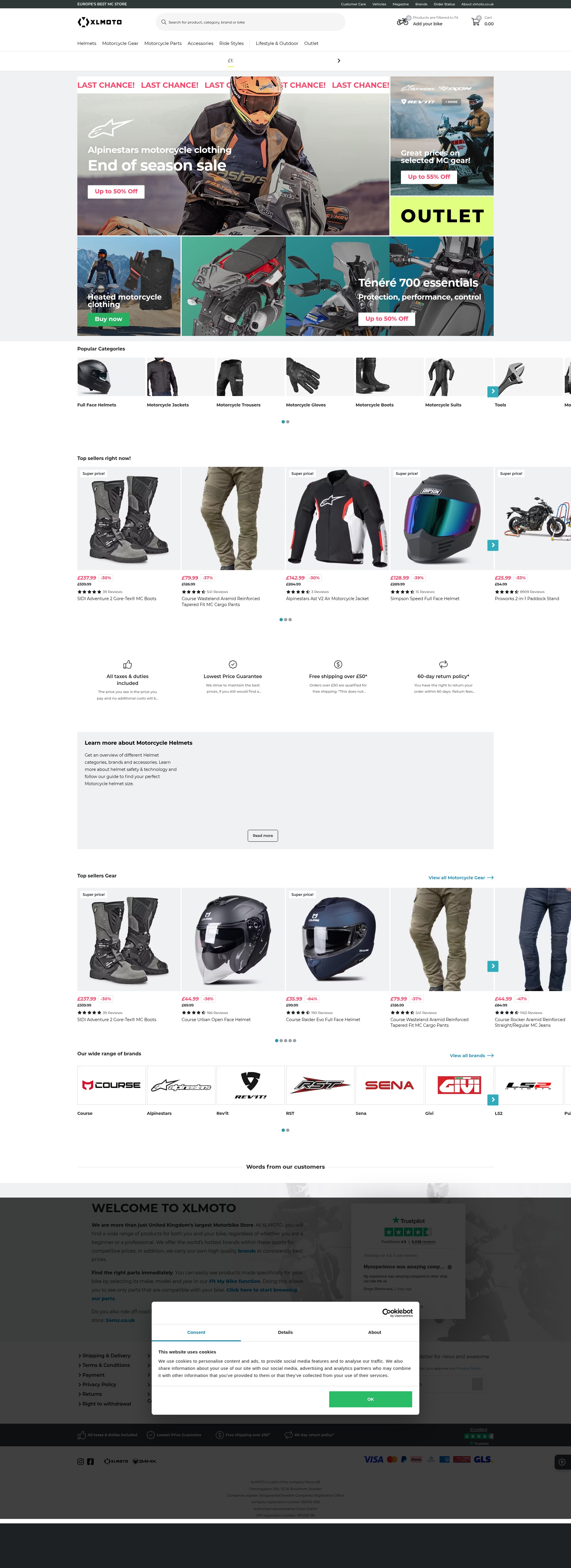 Screenshot of www.xlmoto.co.uk