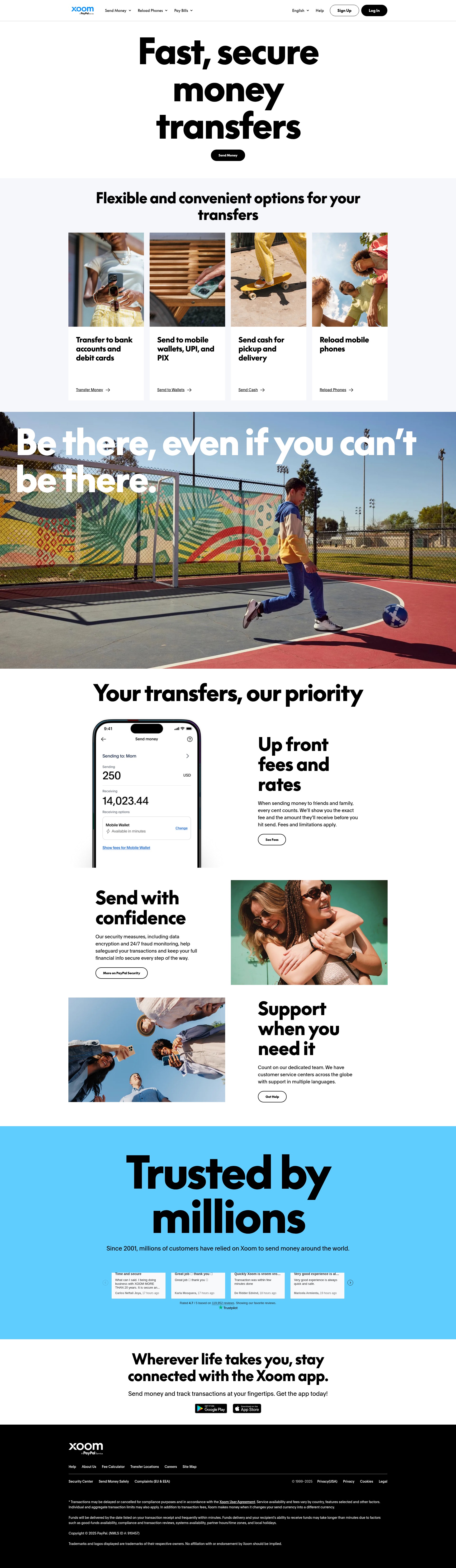 Screenshot of www.xoom.com