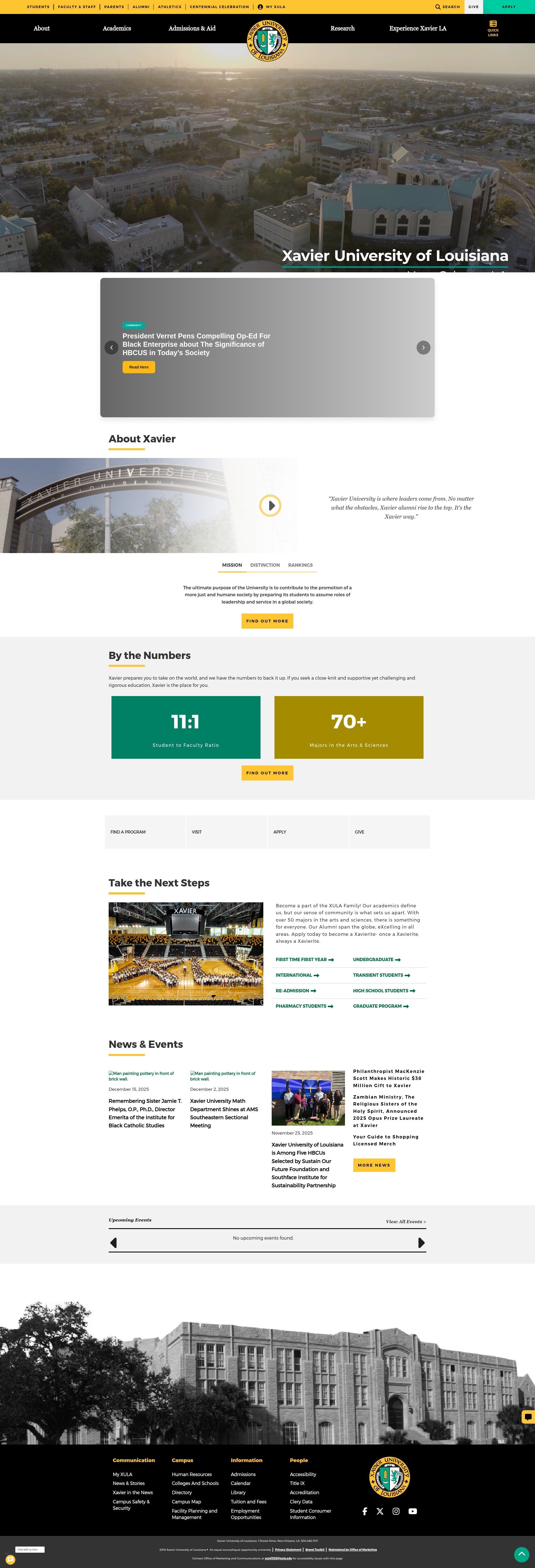 Screenshot of www.xula.edu