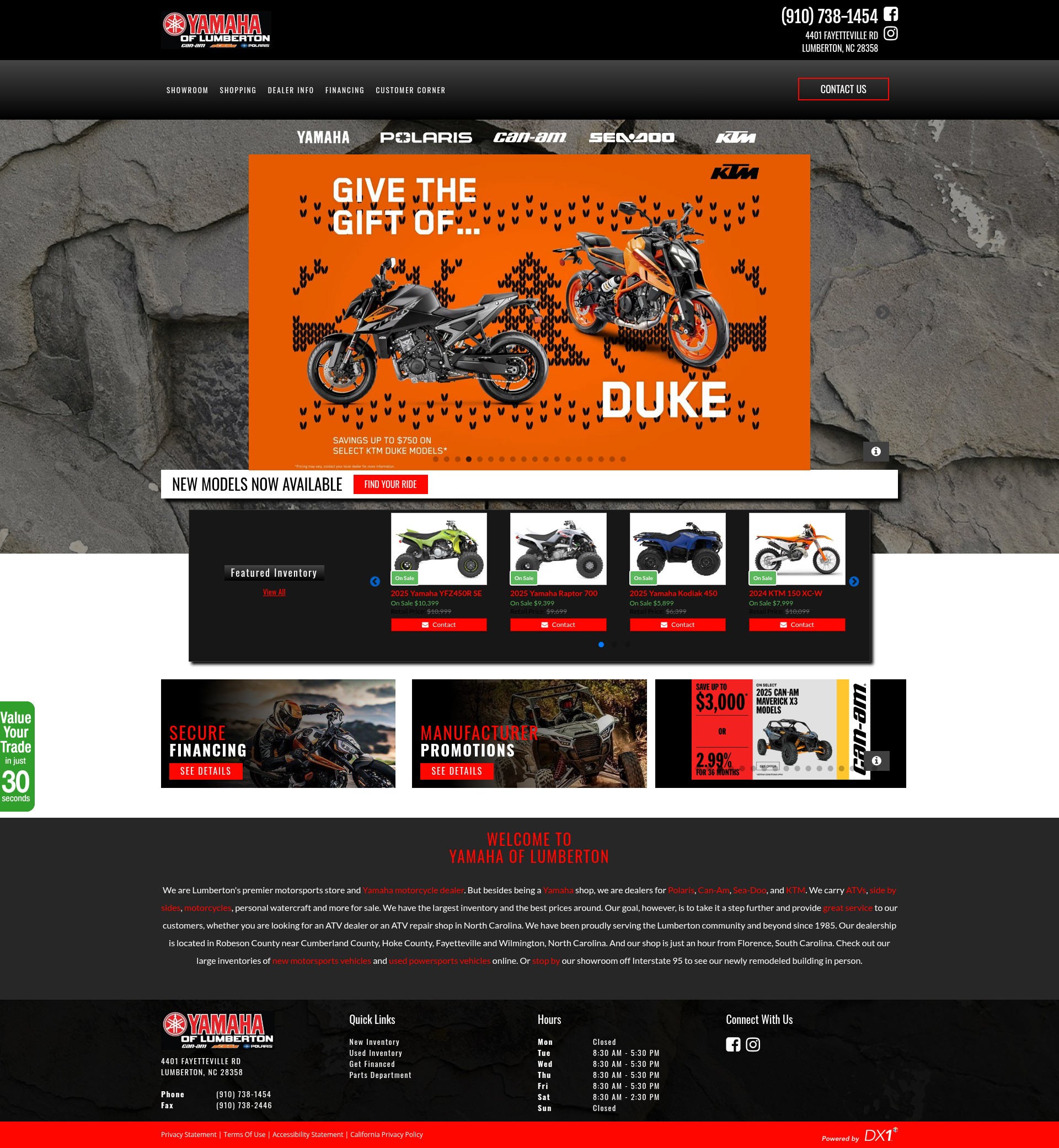 Screenshot of www.yamahaoflumberton.com