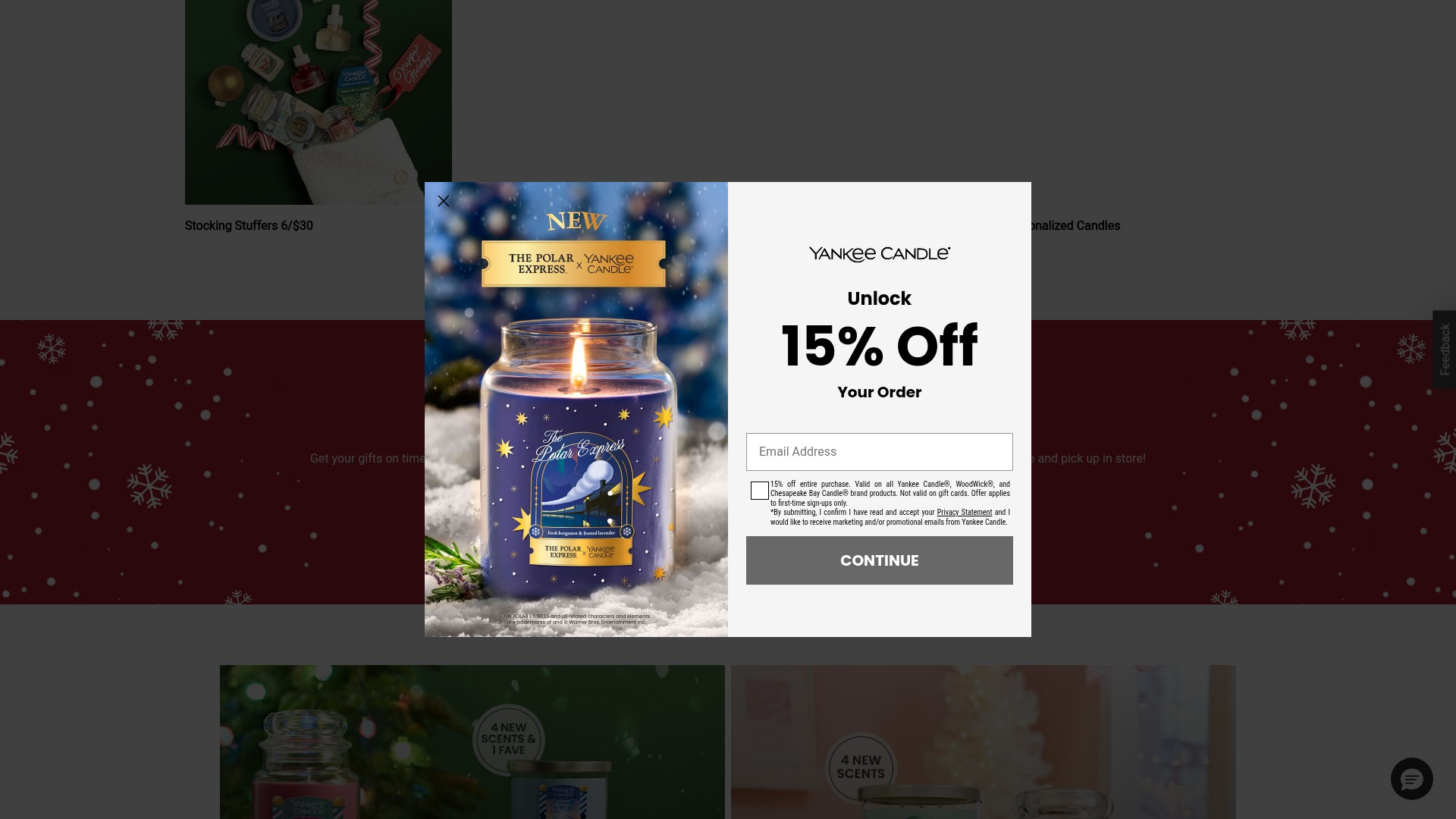 Screenshot of www.yankeecandle.com