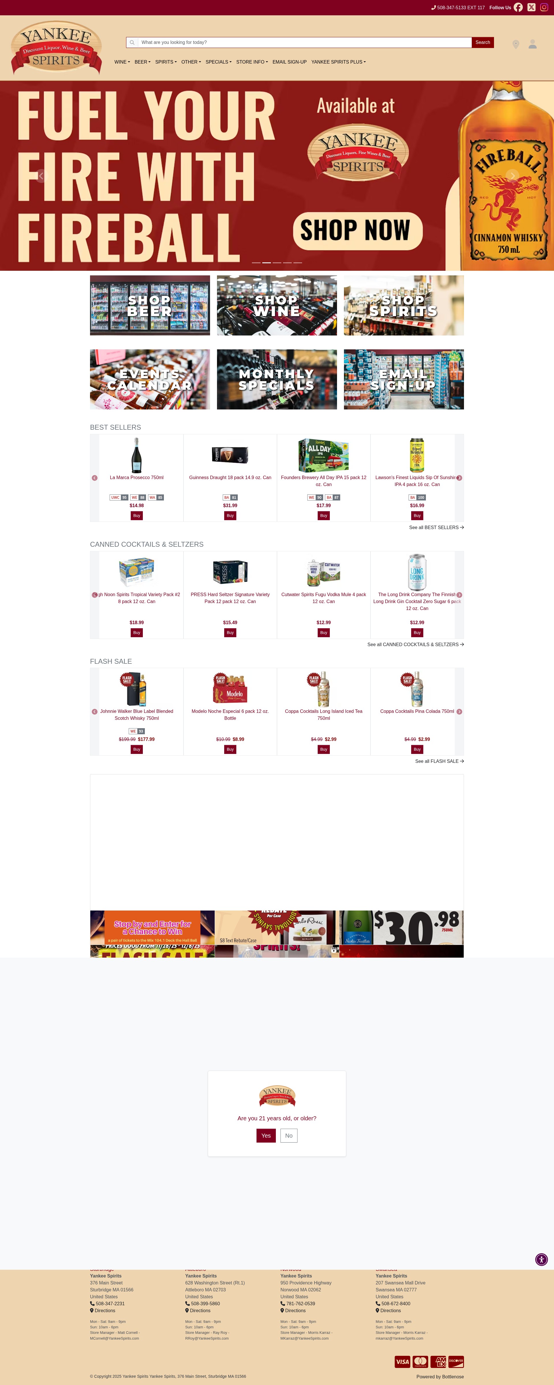 Screenshot of www.yankeespirits.com