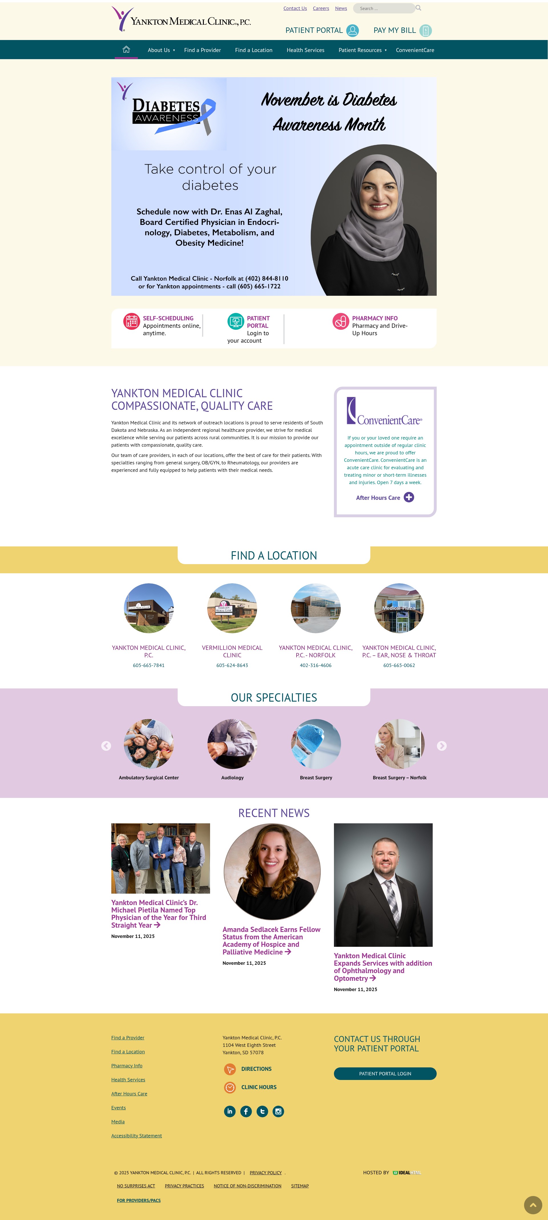 Screenshot of www.yanktonmedicalclinic.com