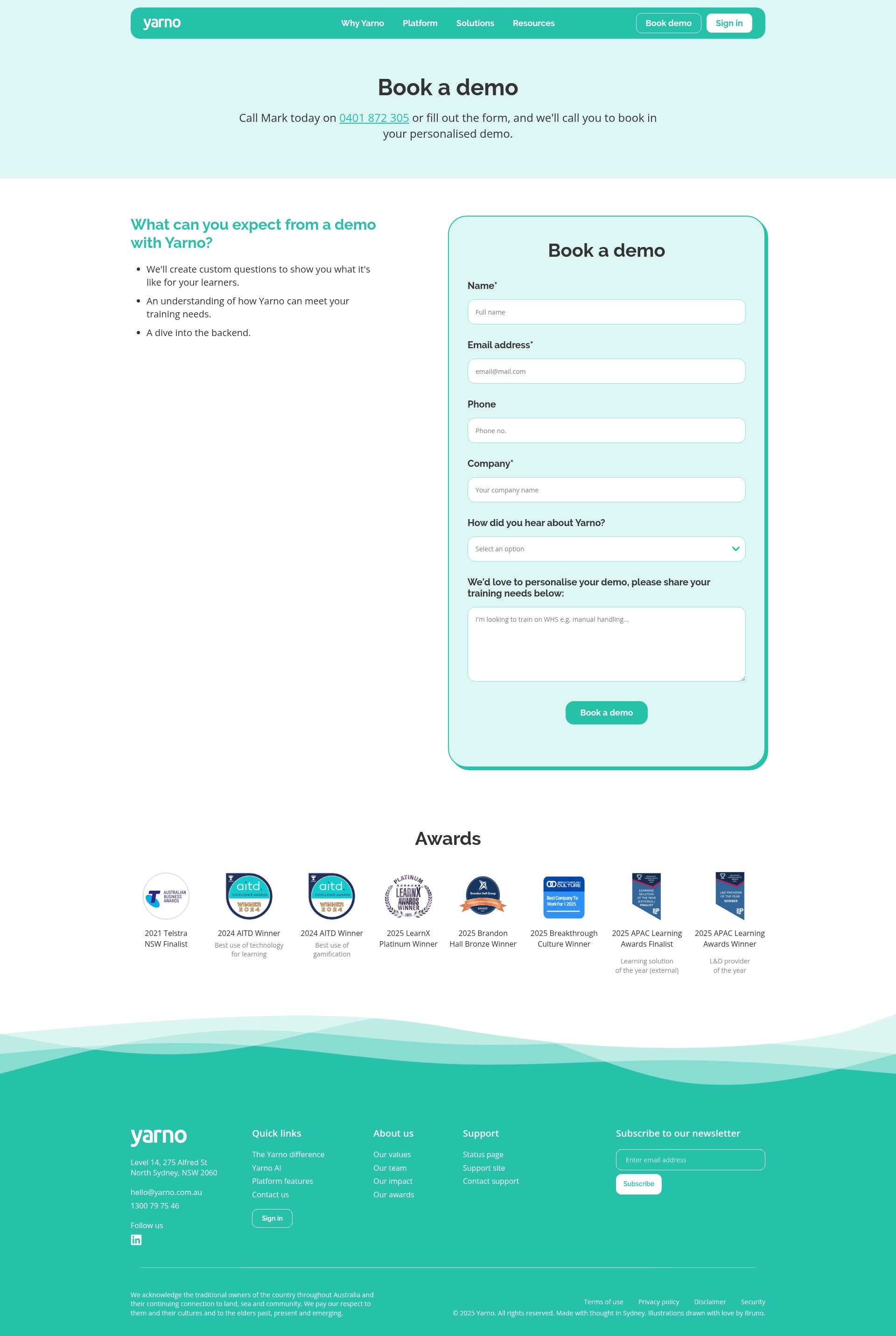 Screenshot of www.yarno.com.au