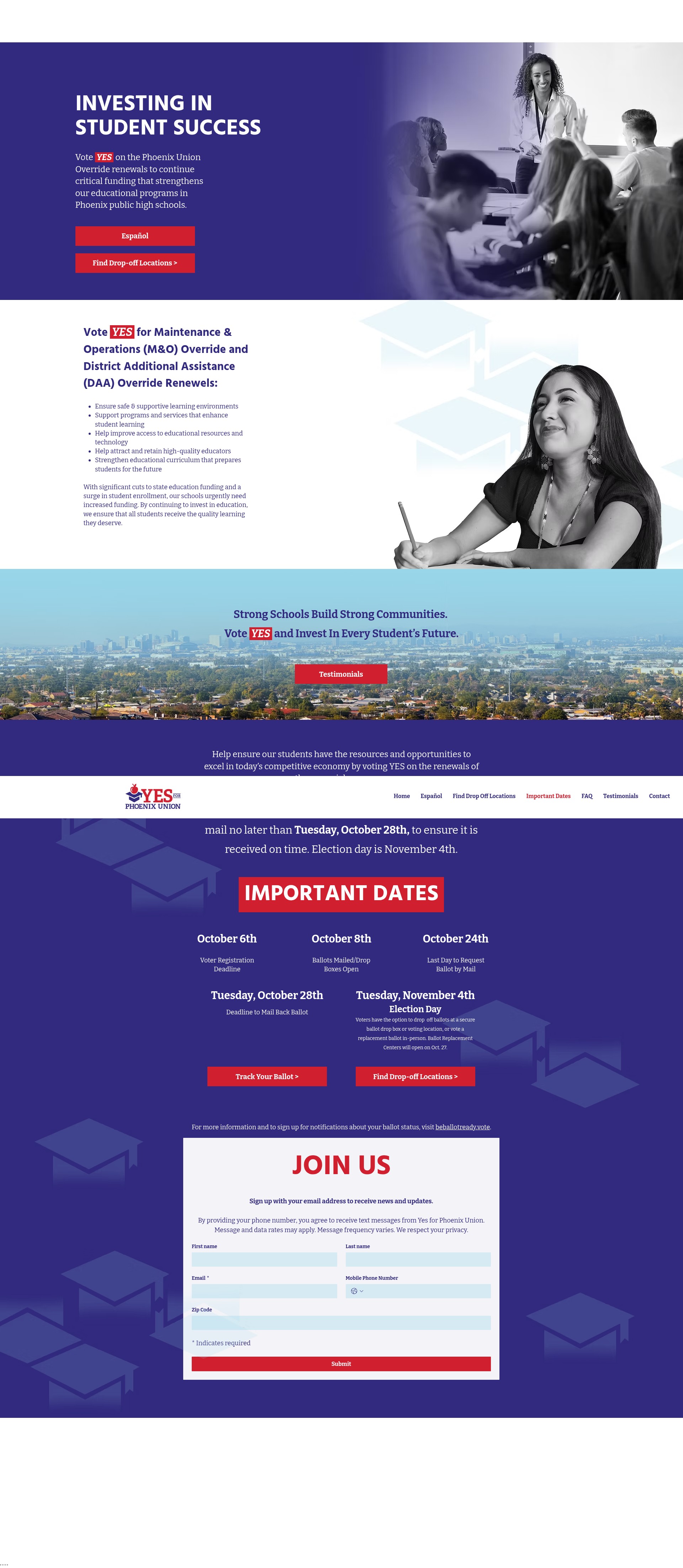 Screenshot of www.yesforphoenixunion.org