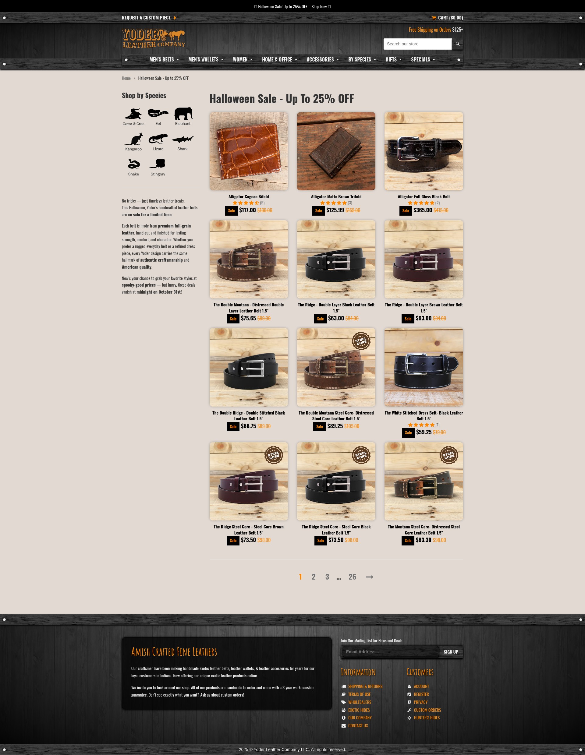 Screenshot of www.yoderleather.com