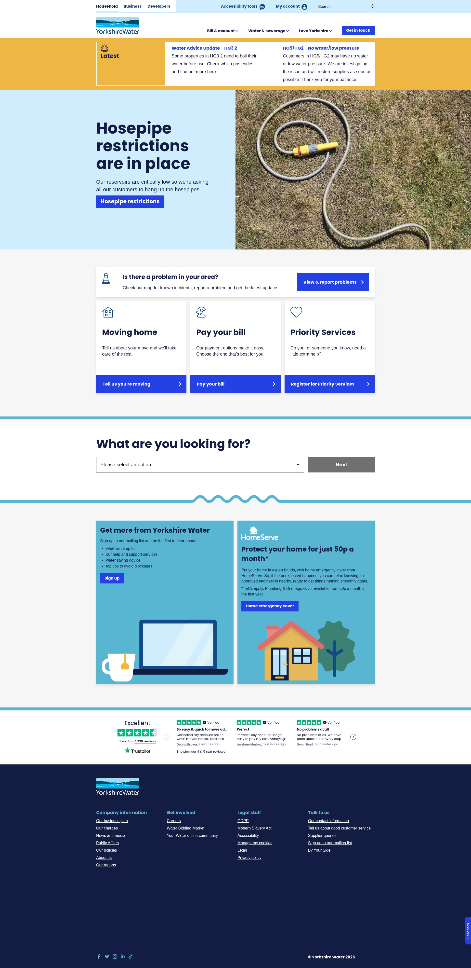 Screenshot of www.yorkshirewater.com