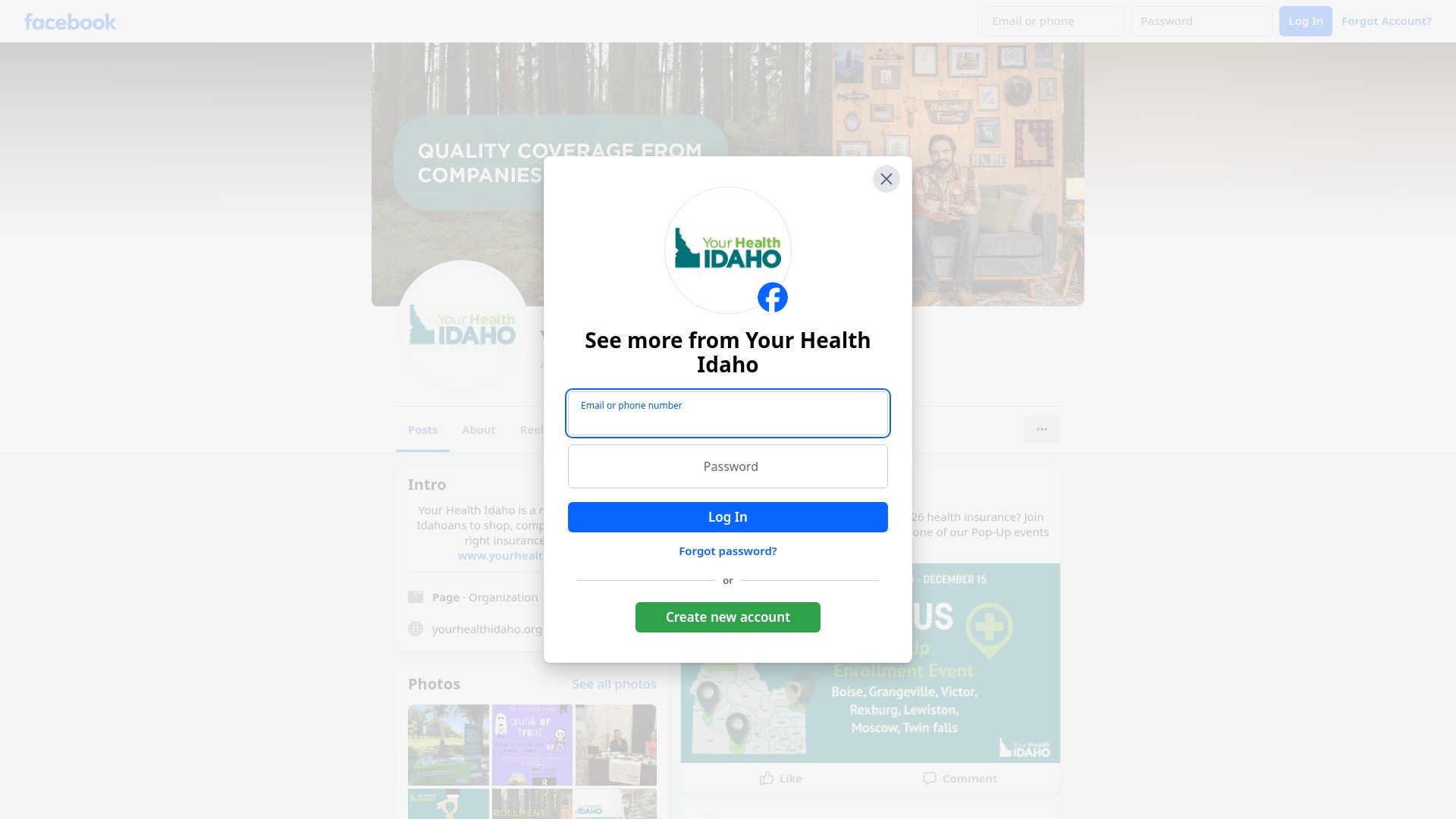 Screenshot of www.yourhealthidaho.org