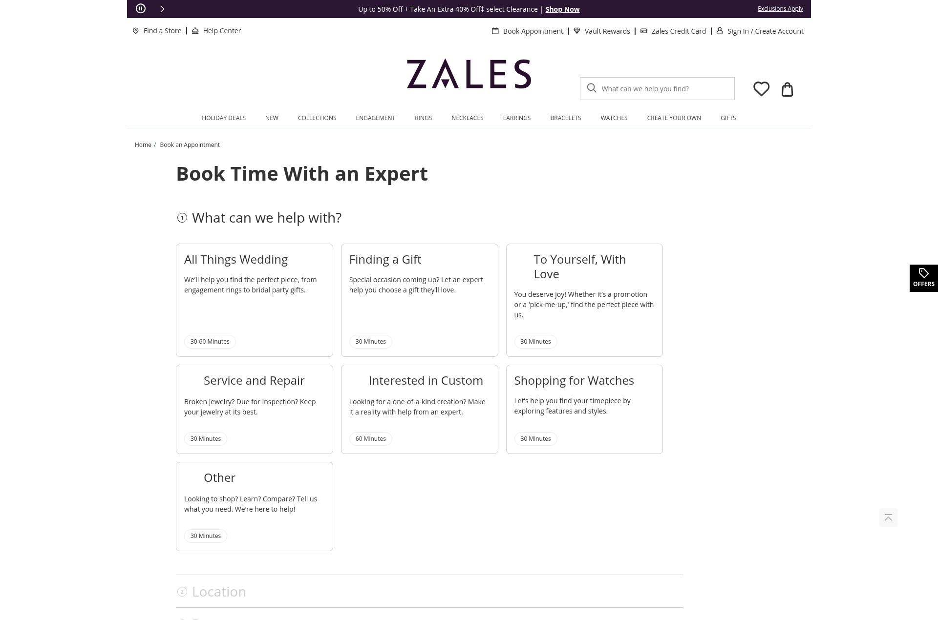 Screenshot of www.zales.com