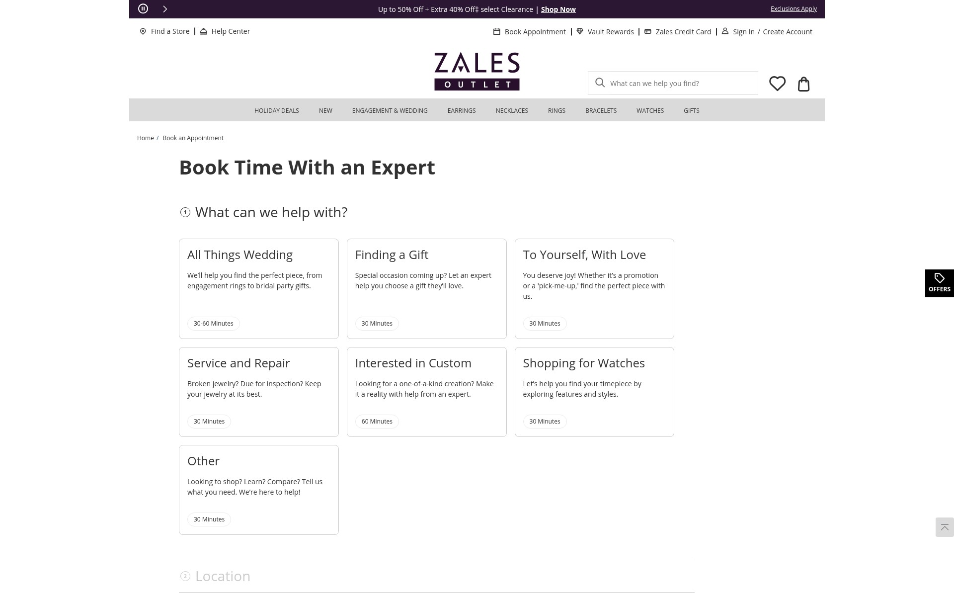 Screenshot of www.zalesoutlet.com
