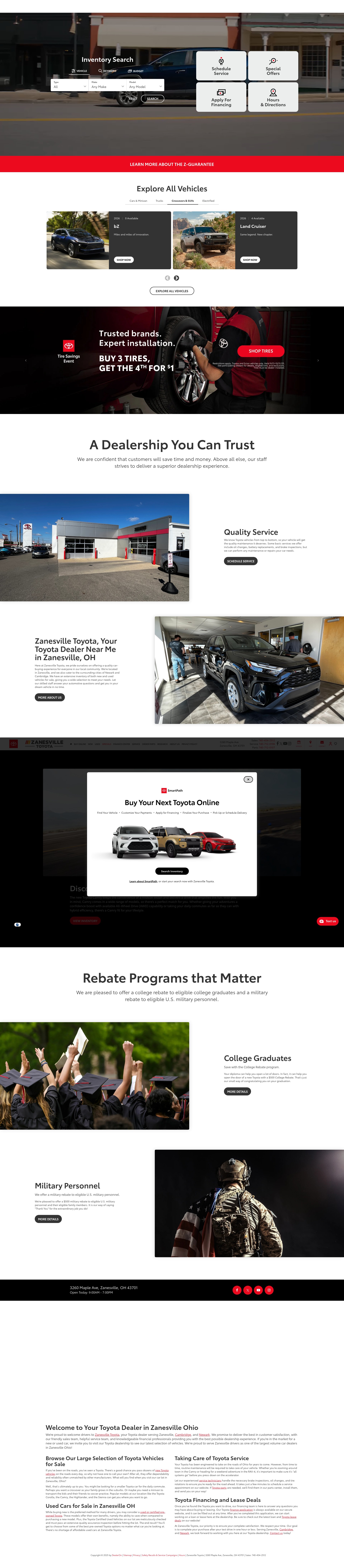 Screenshot of www.zanesvilletoyota.com