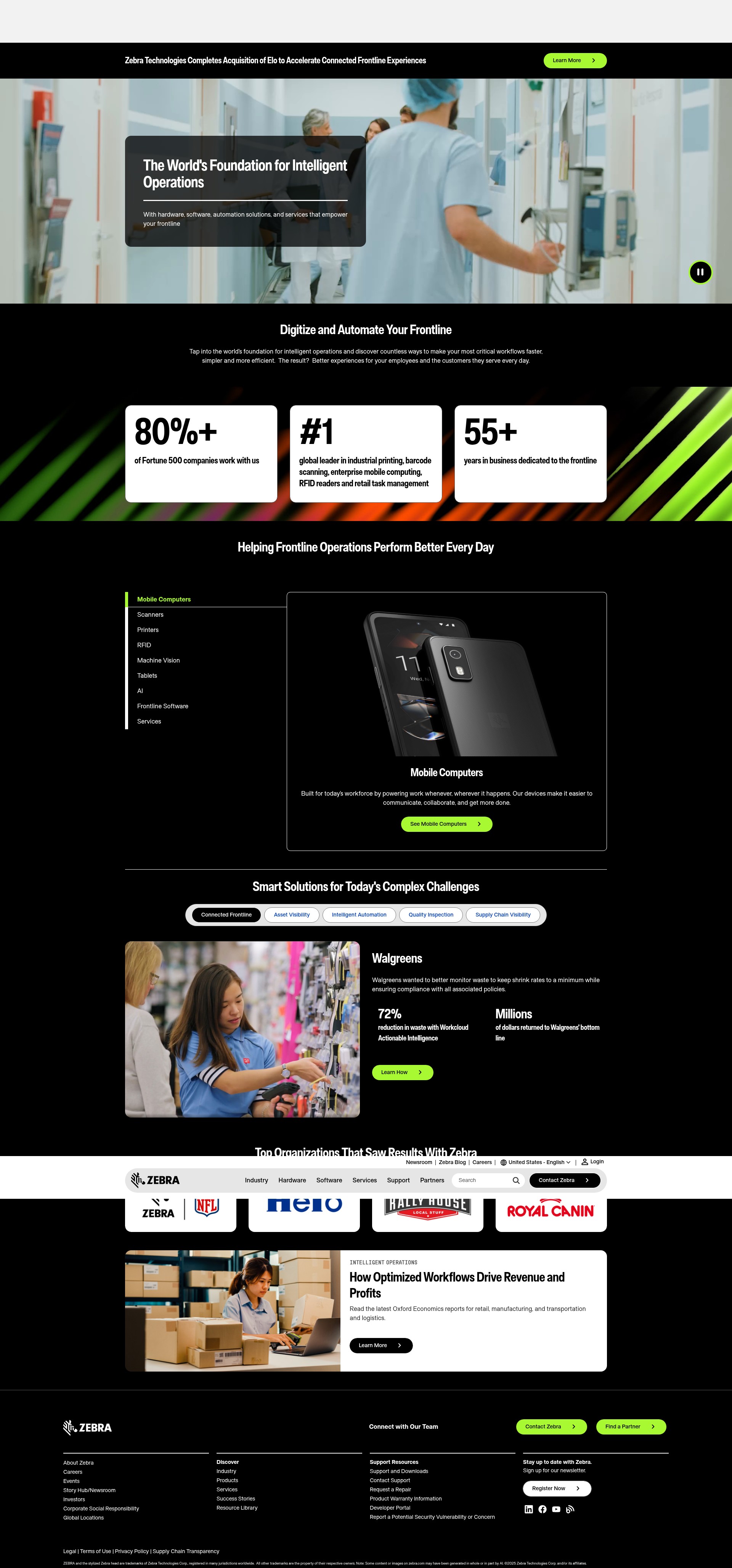 Screenshot of www.zebra.com