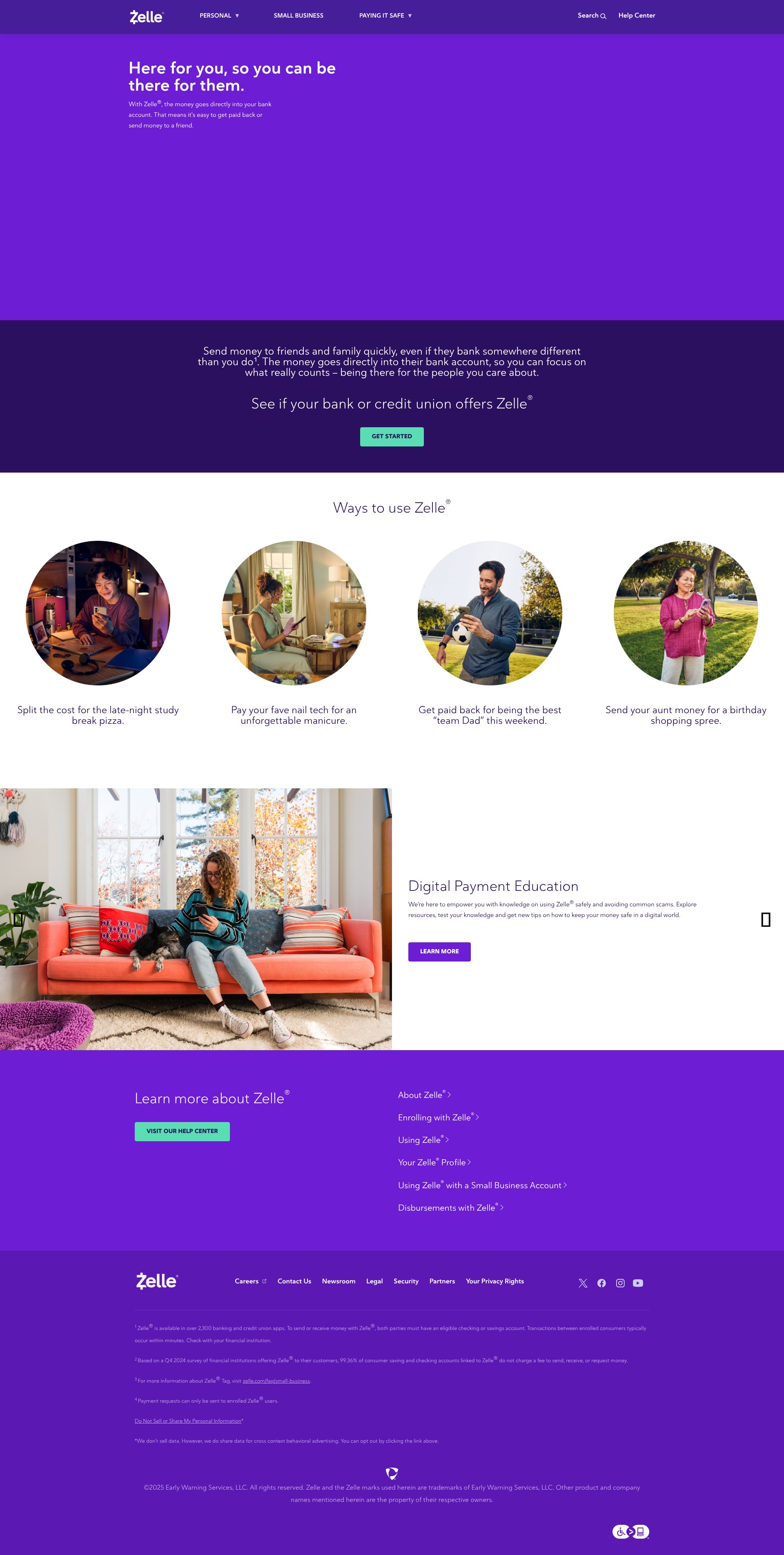 Screenshot of www.zelle.com