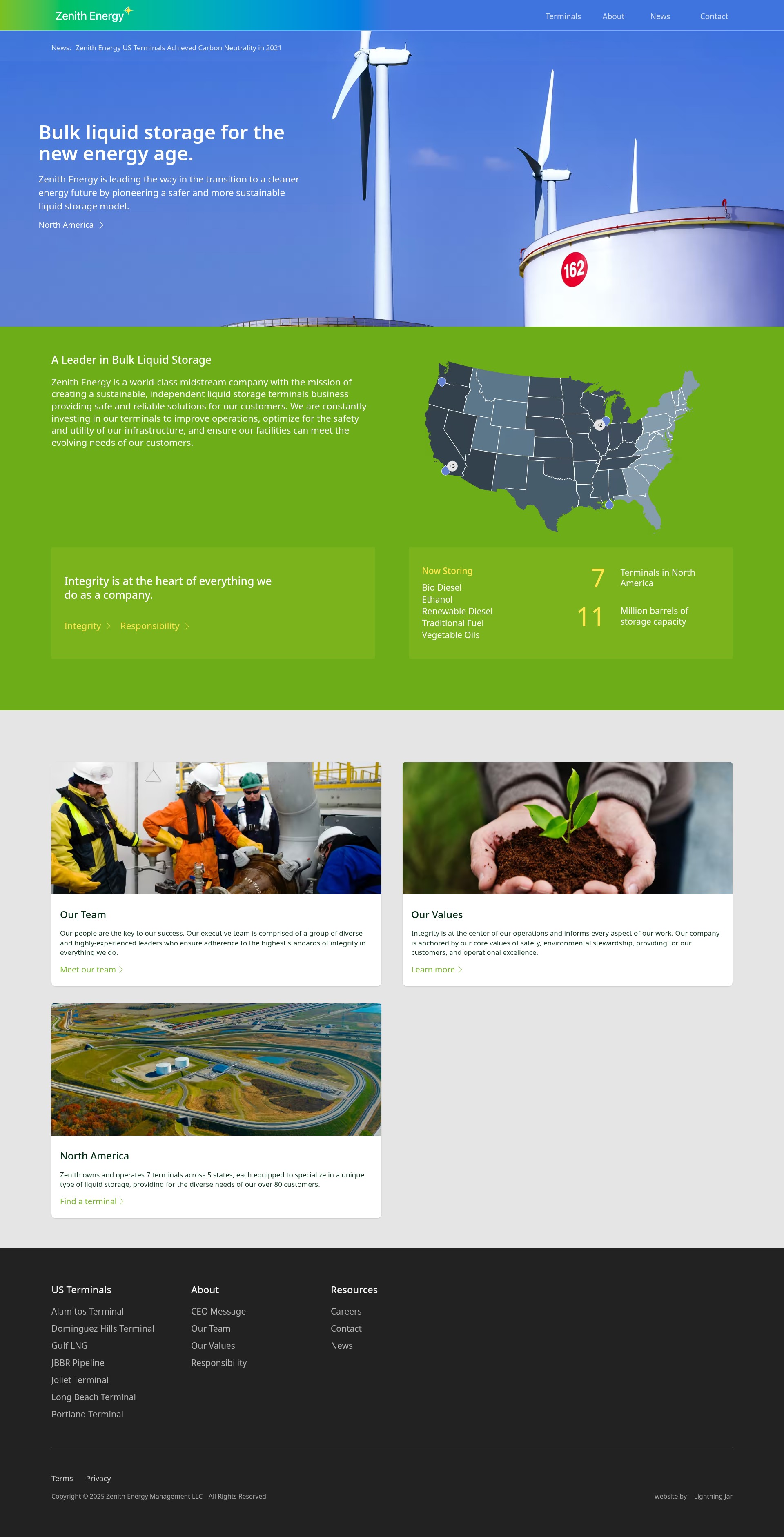 Screenshot of www.zenithterminals.com
