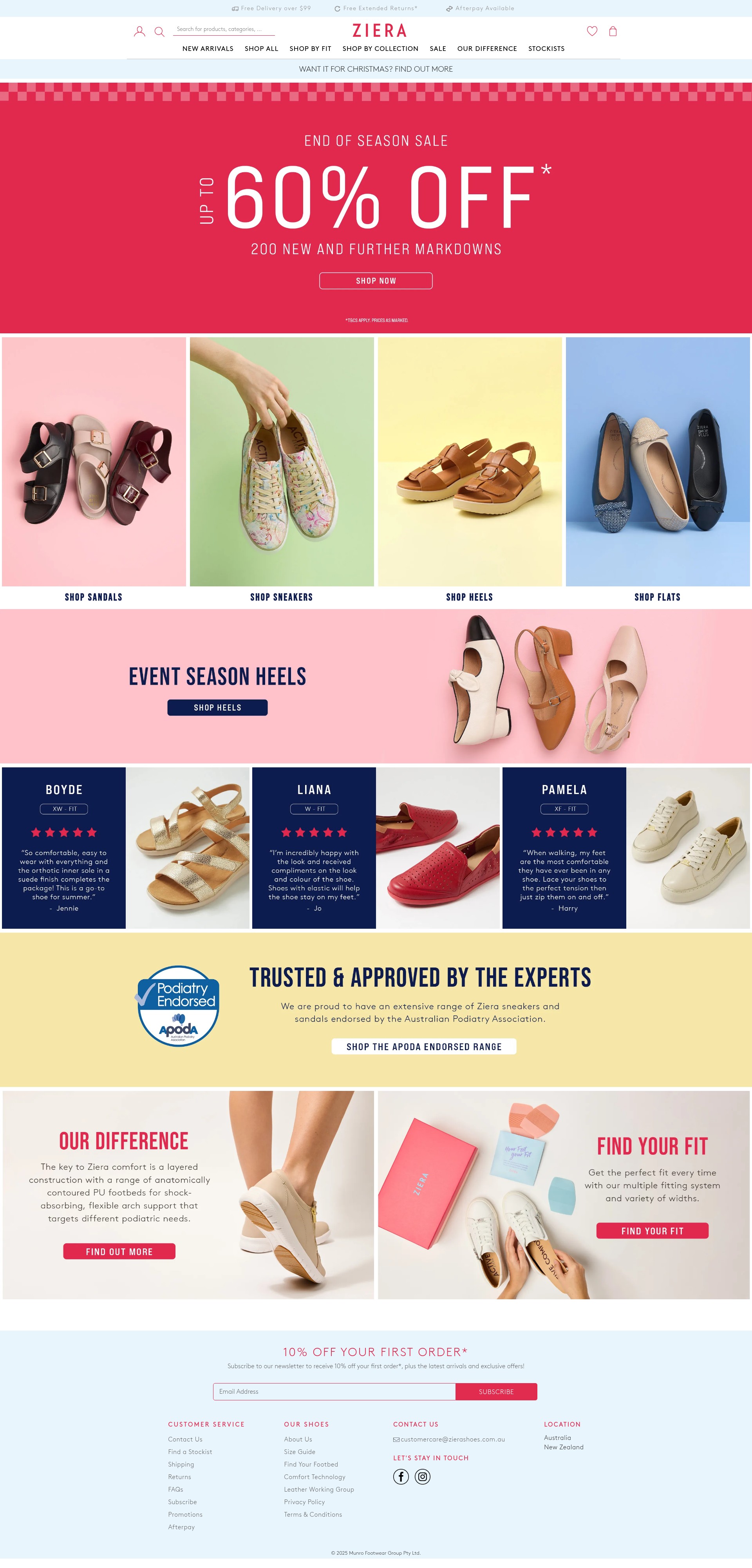Screenshot of www.zierashoes.com.au