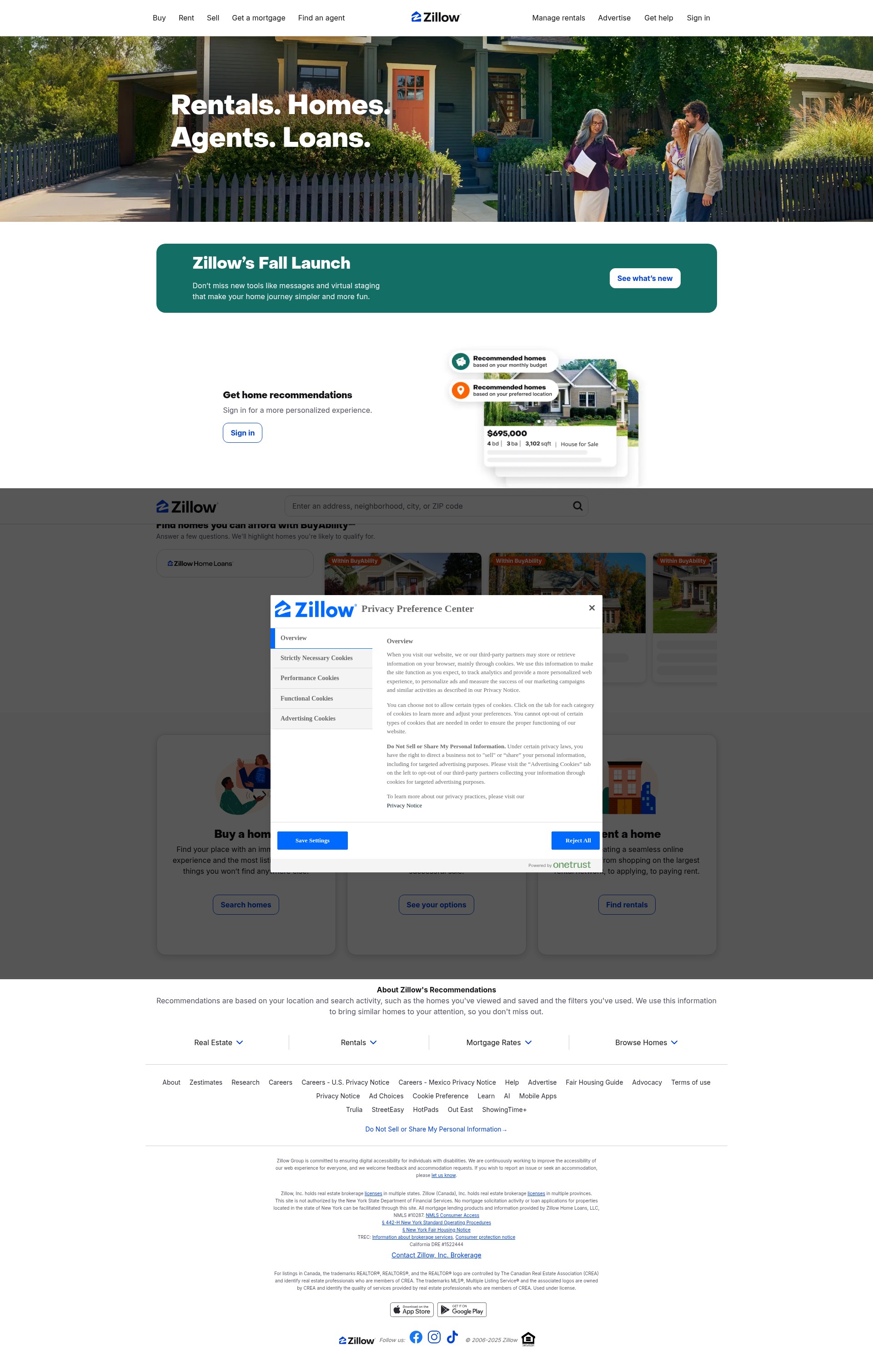 Screenshot of www.zillow.com