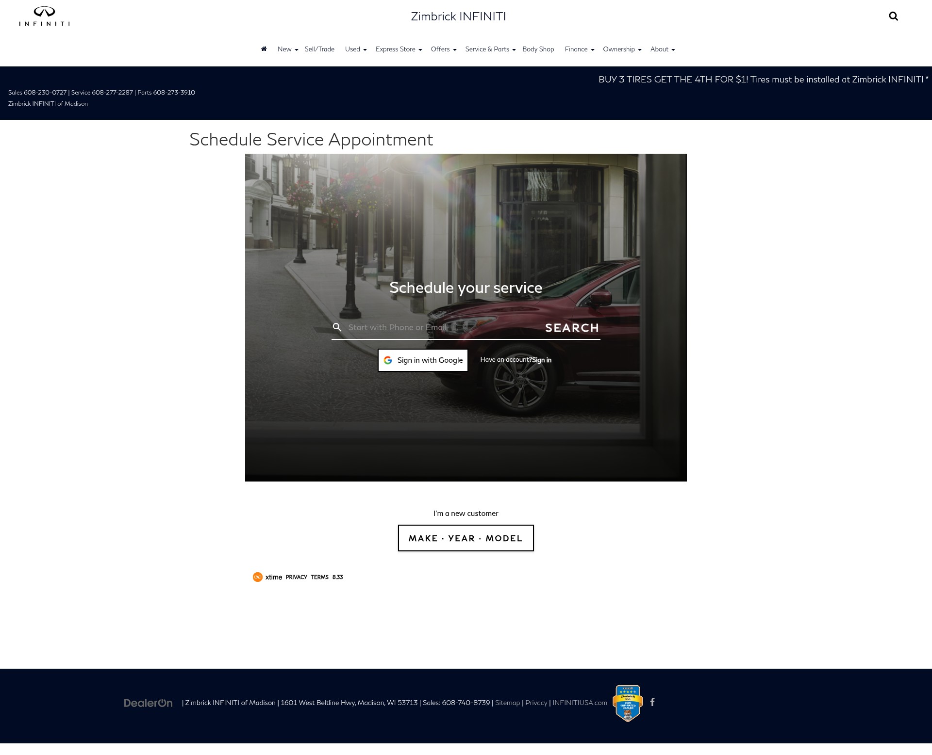 Screenshot of www.zimbrickinfiniti.com