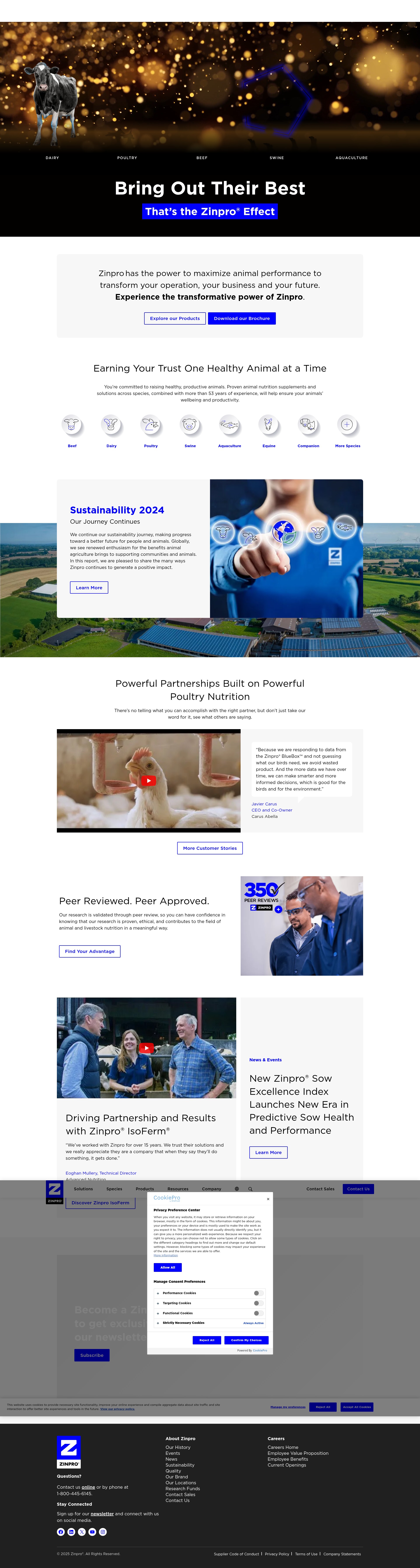 Screenshot of www.zinpro.com