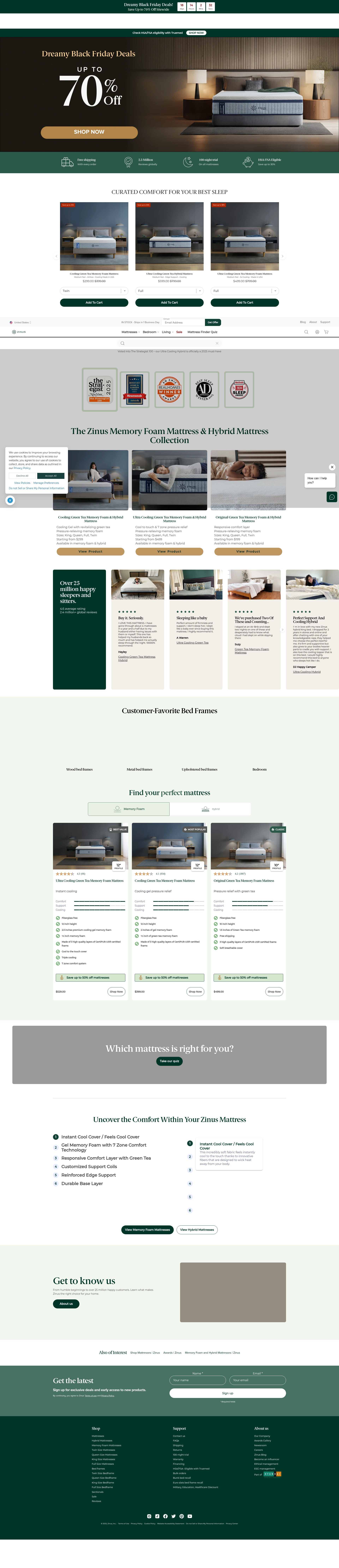 Screenshot of www.zinus.com