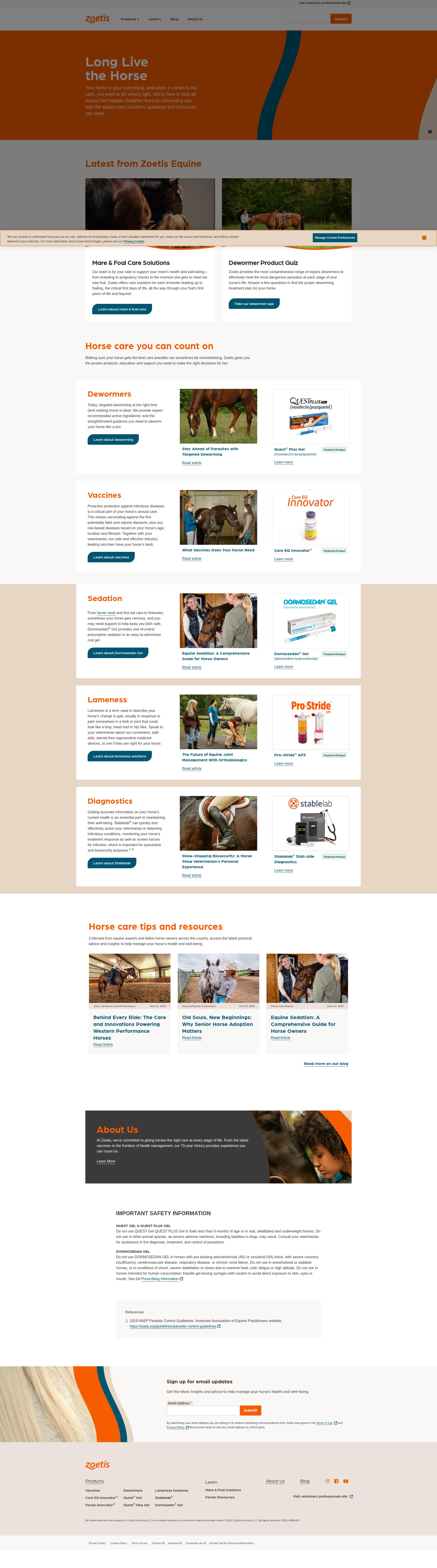 Screenshot of www.zoetisequine.com