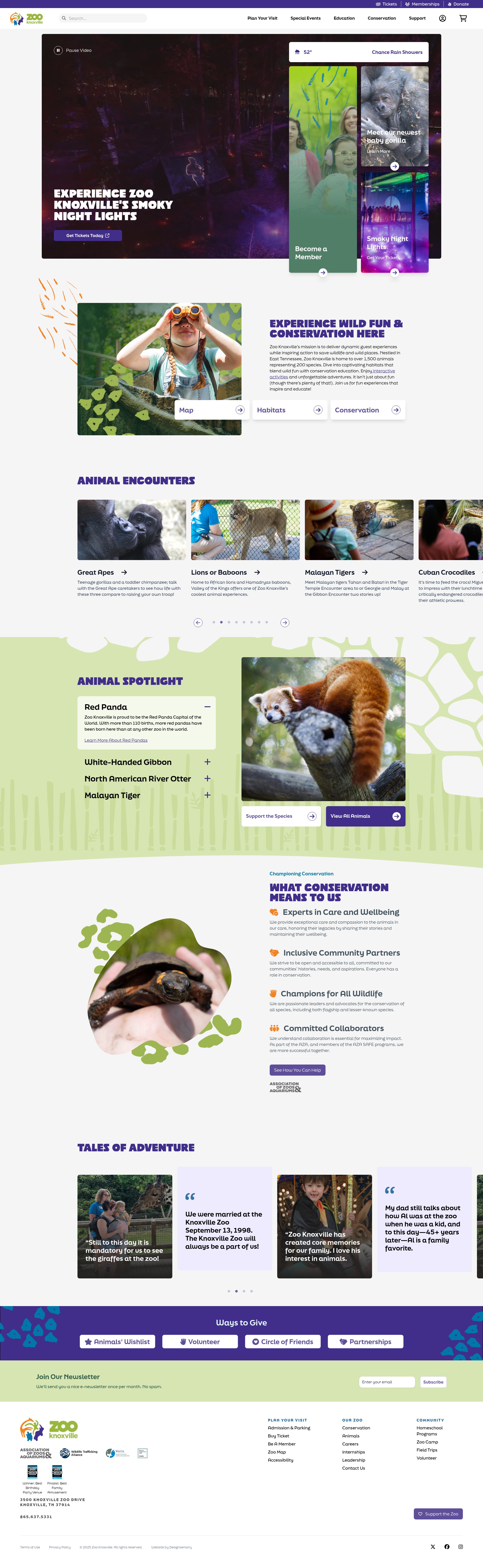 Screenshot of www.zooknoxville.org