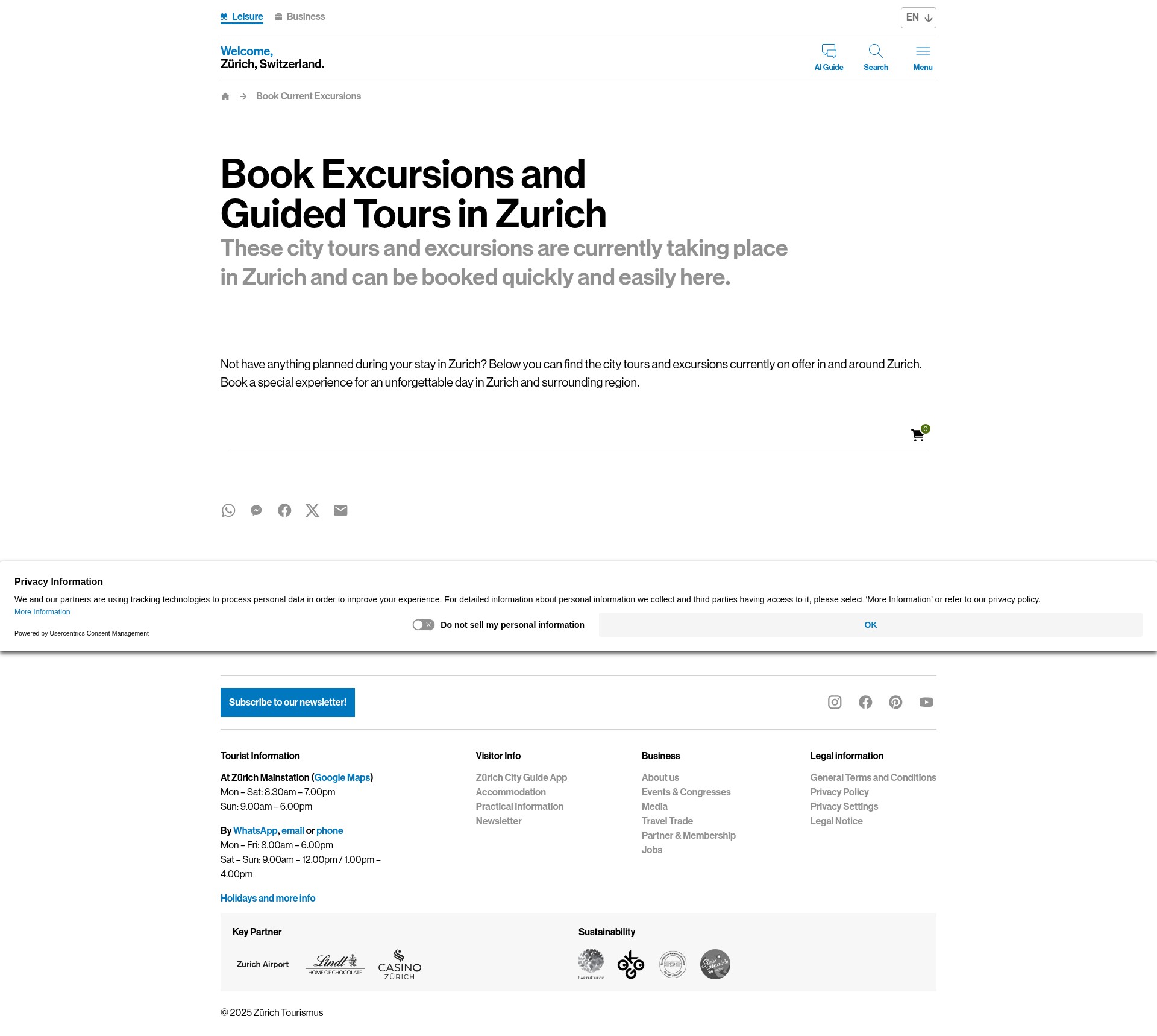 Screenshot of www.zuerich.com