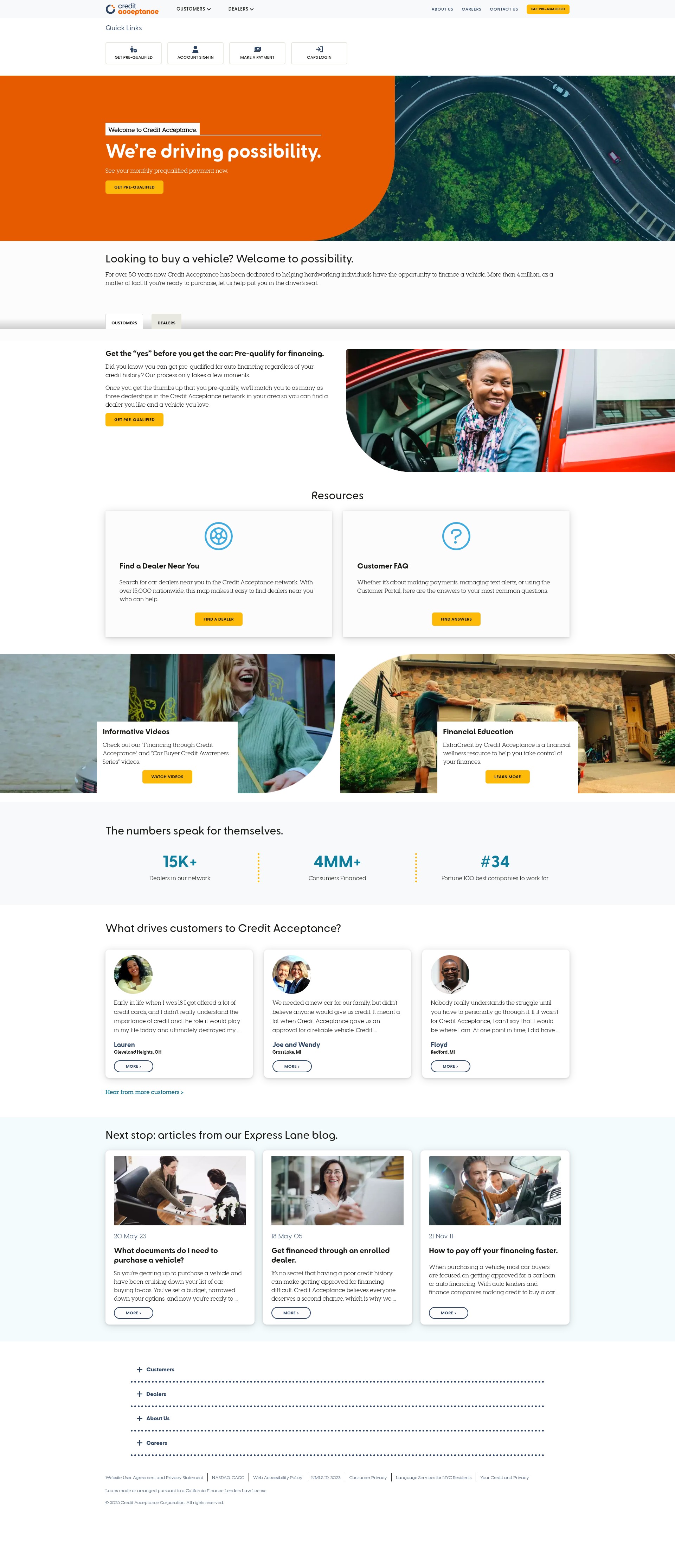 Screenshot of wwwqa.creditacceptance.com