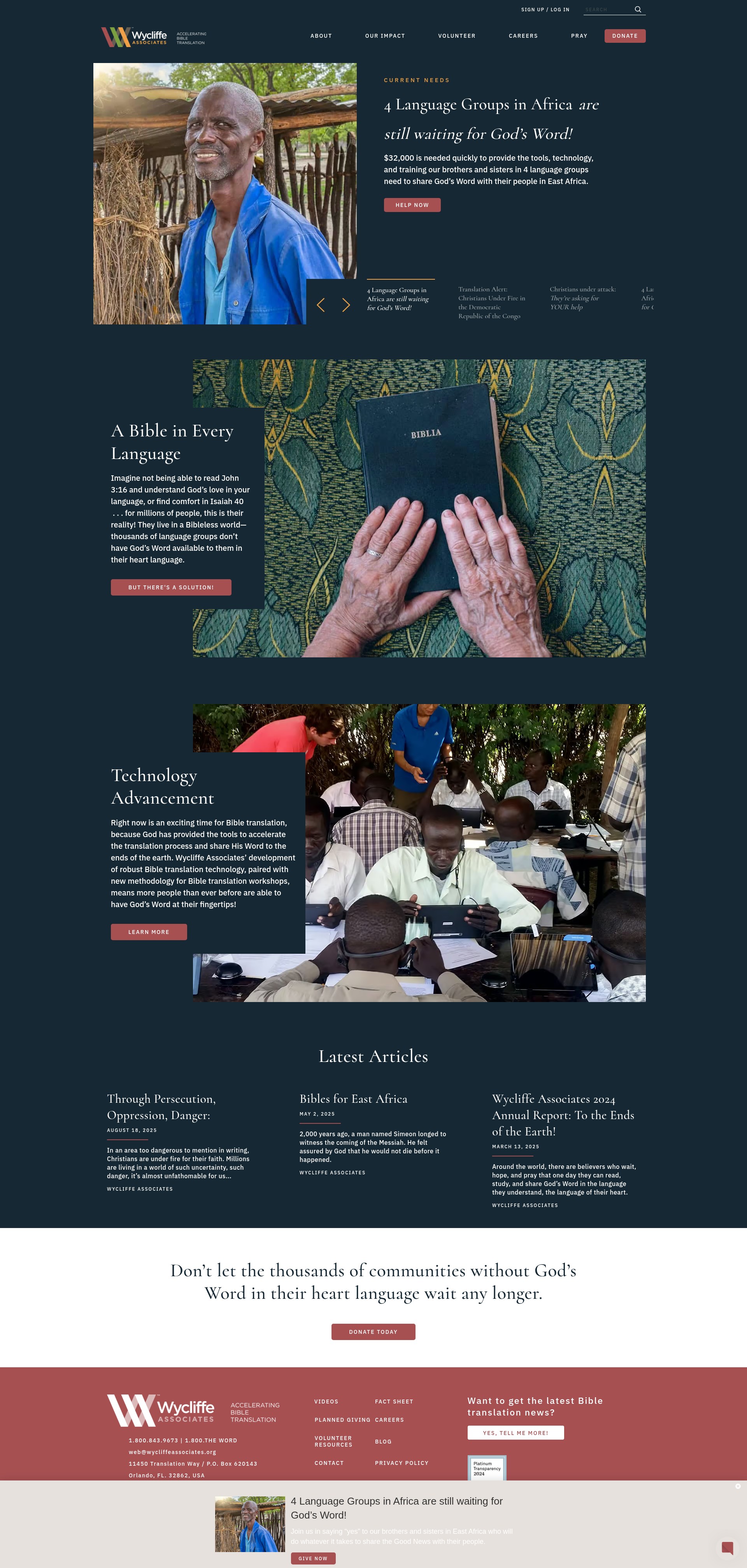 Screenshot of wycliffeassociates.org