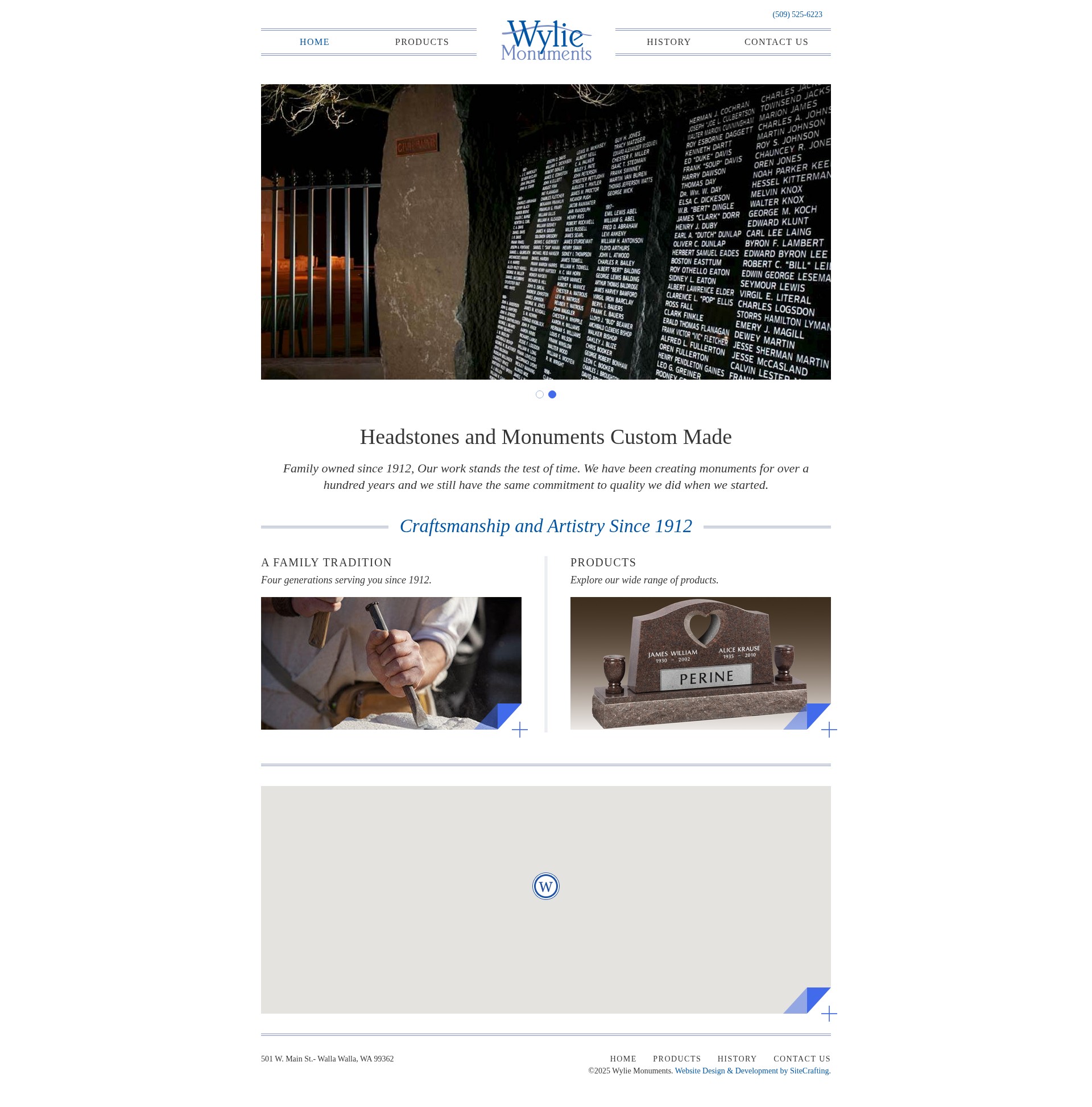 Screenshot of wyliemonuments.com