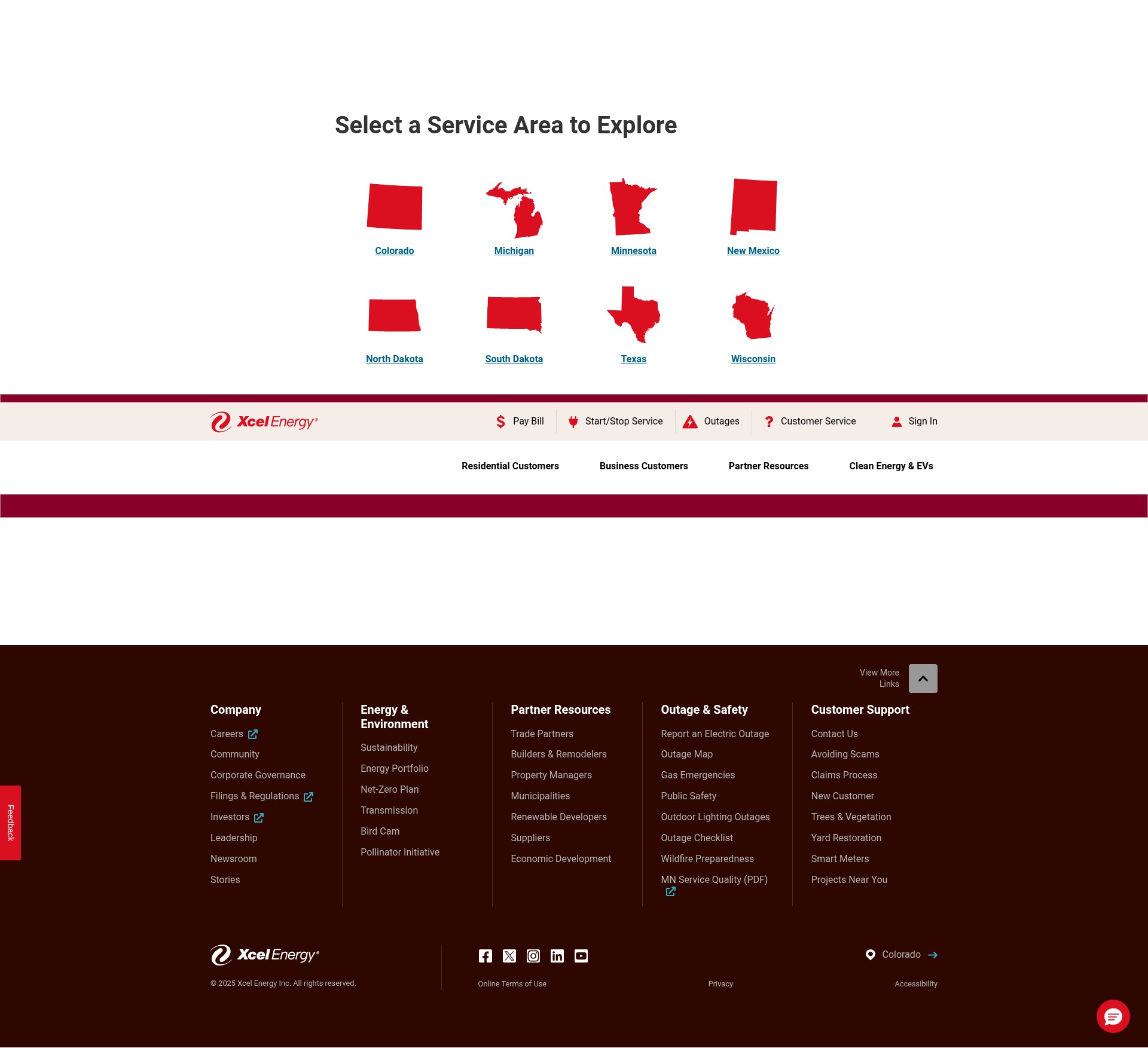 Screenshot of xcelenergy.com