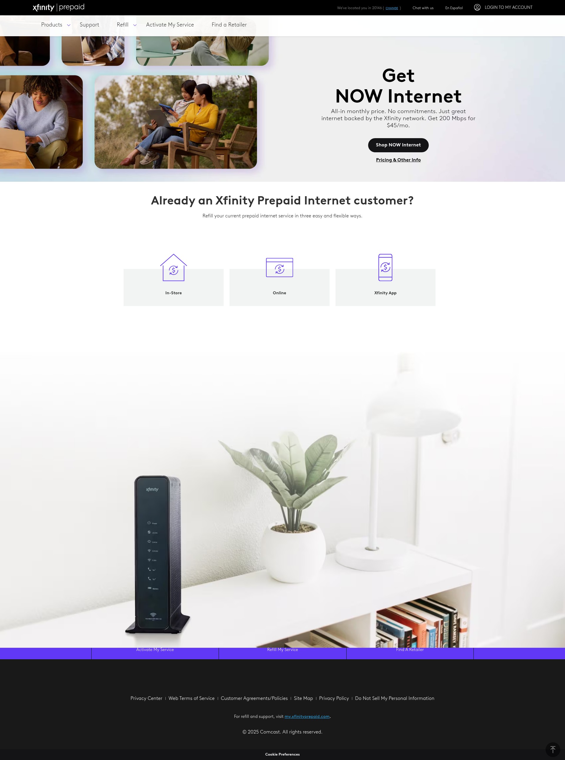 Screenshot of xfinityprepaid.com