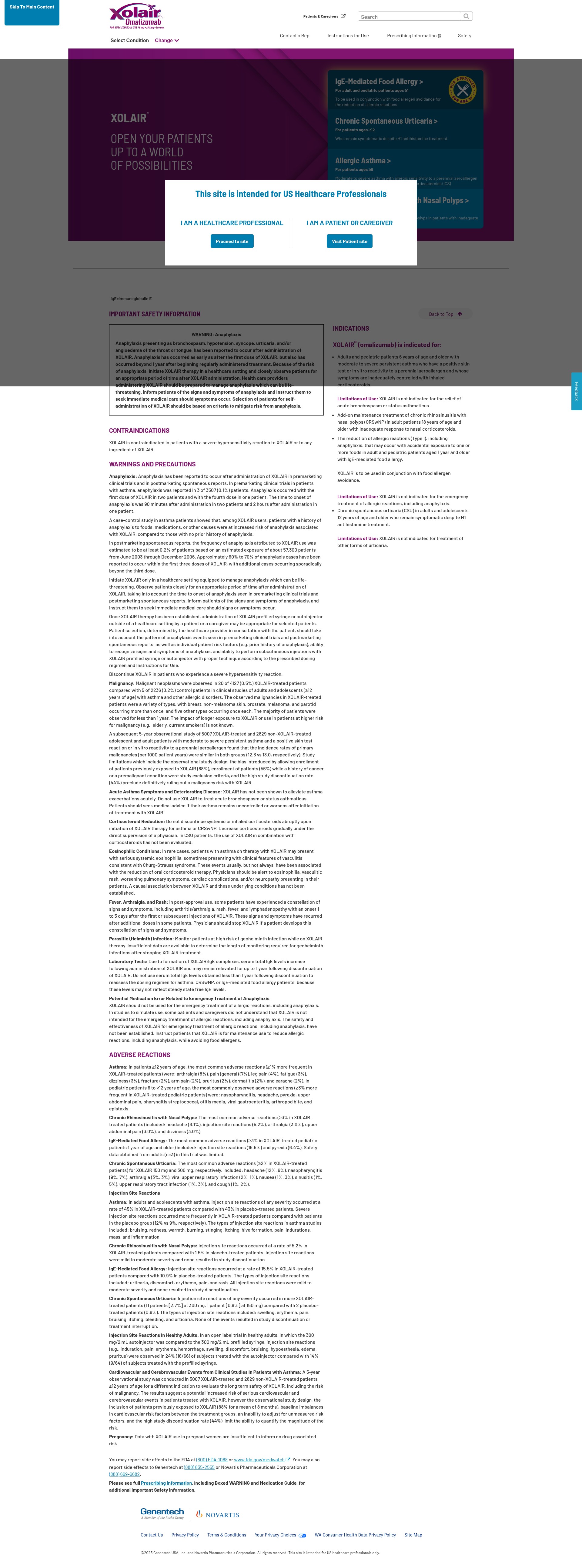 Screenshot of xolairhcp.com