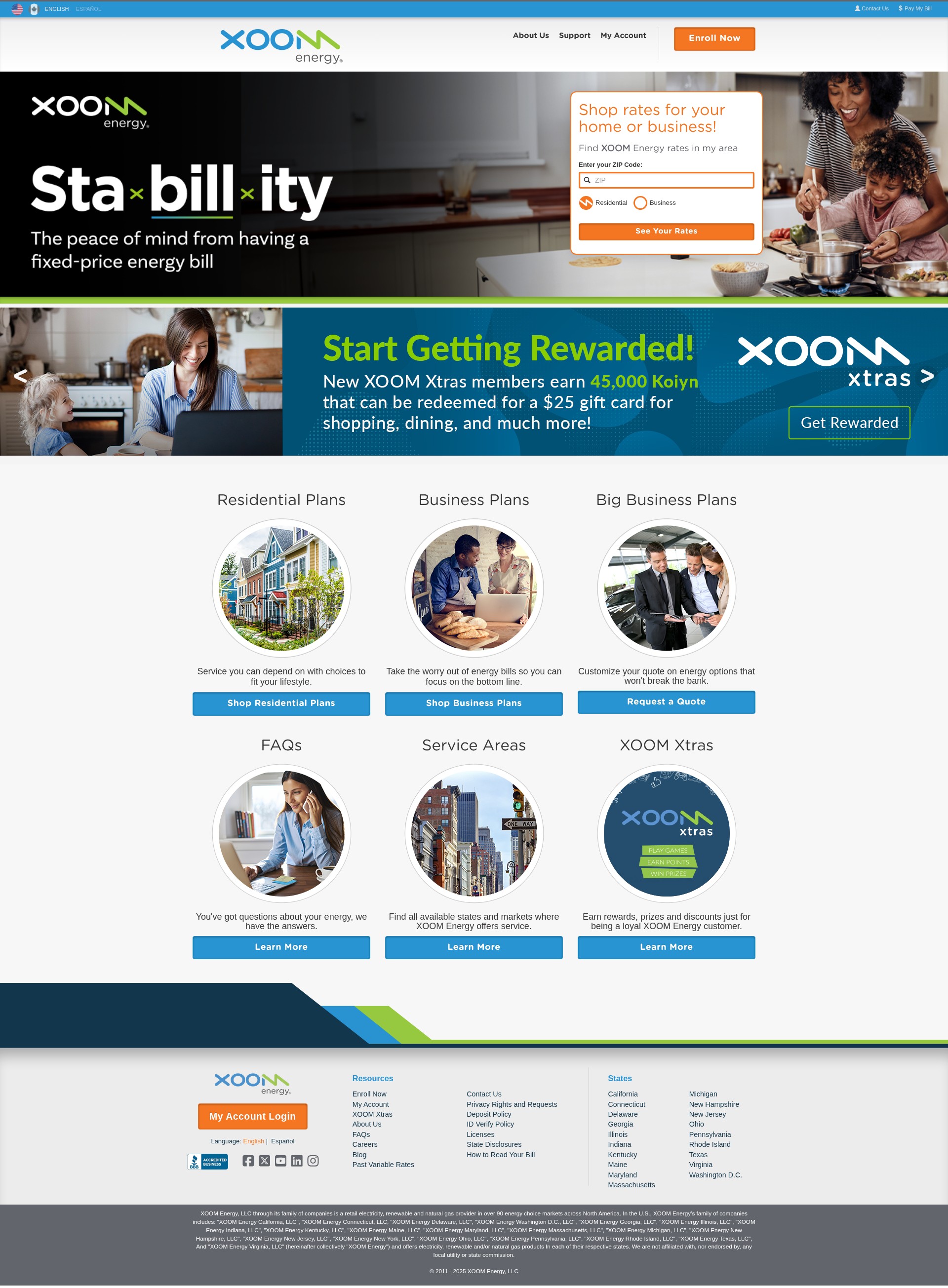 Screenshot of xoomenergy.com