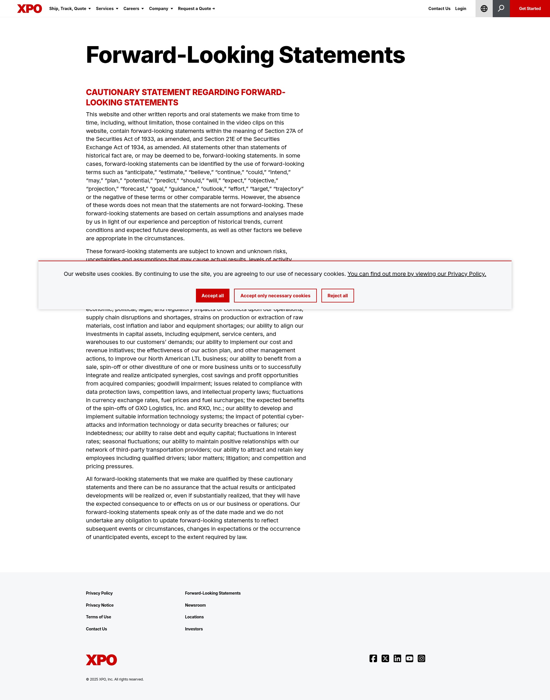 Screenshot of xpo.com