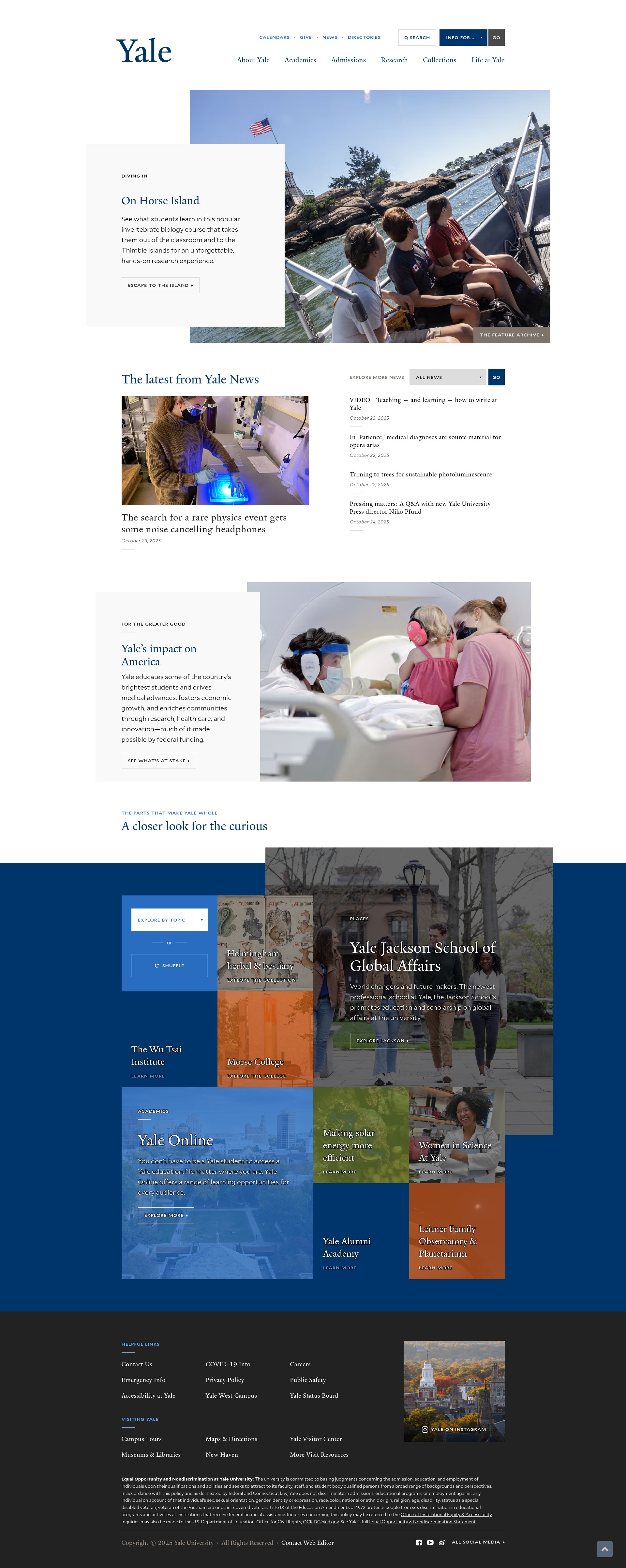 Screenshot of yale.edu
