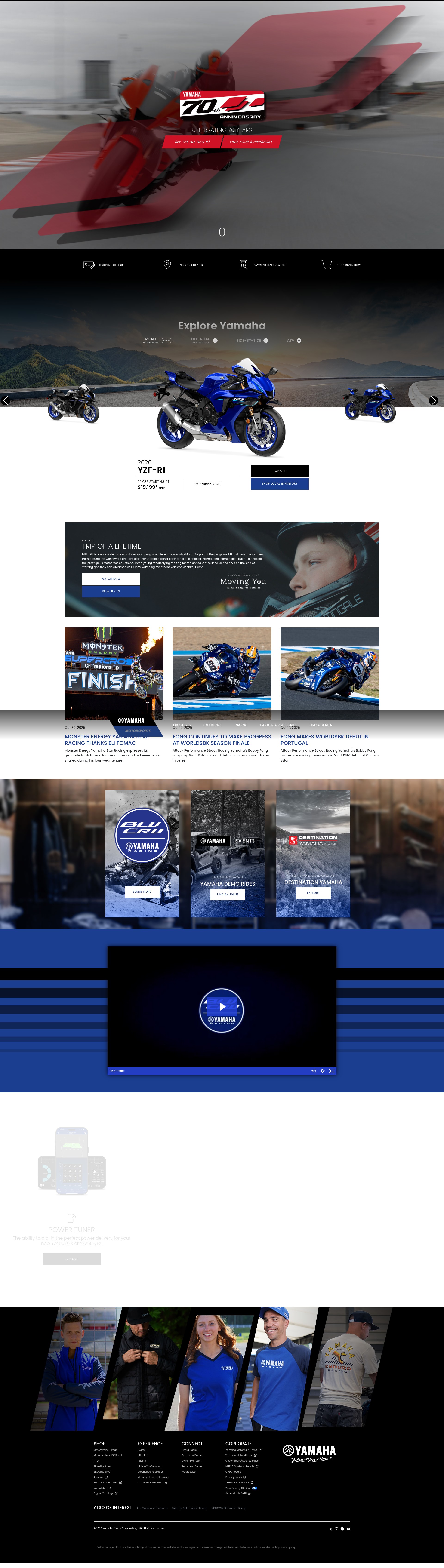 Screenshot of yamahamotorsports.com