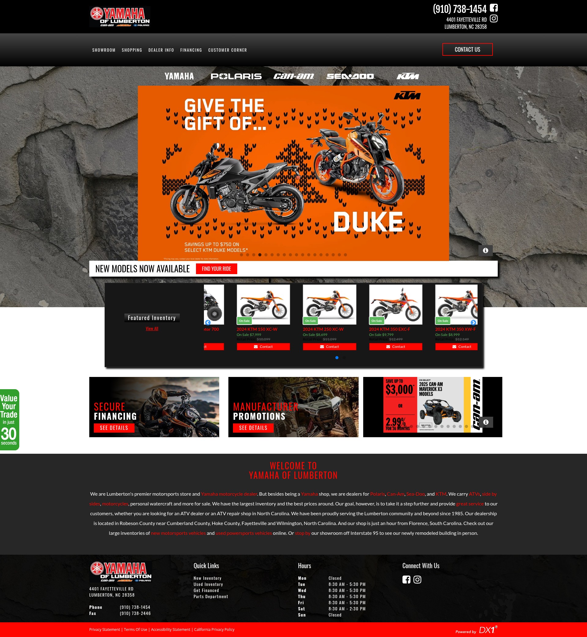 Screenshot of yamahaoflumberton.com