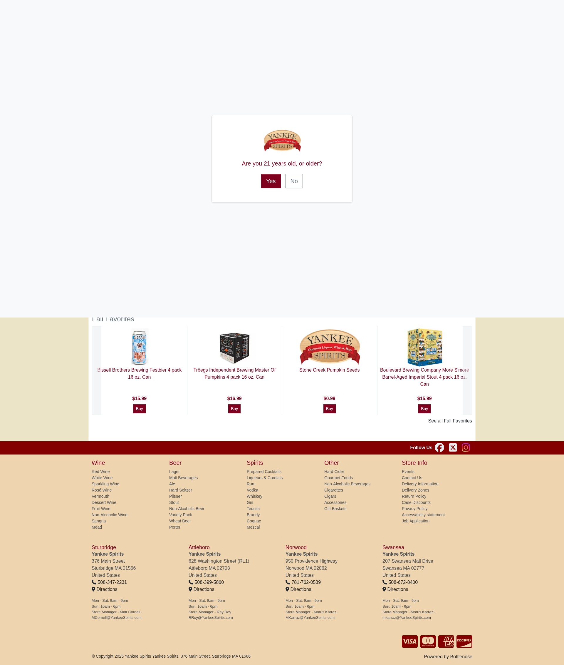 Screenshot of yankeespirits.com