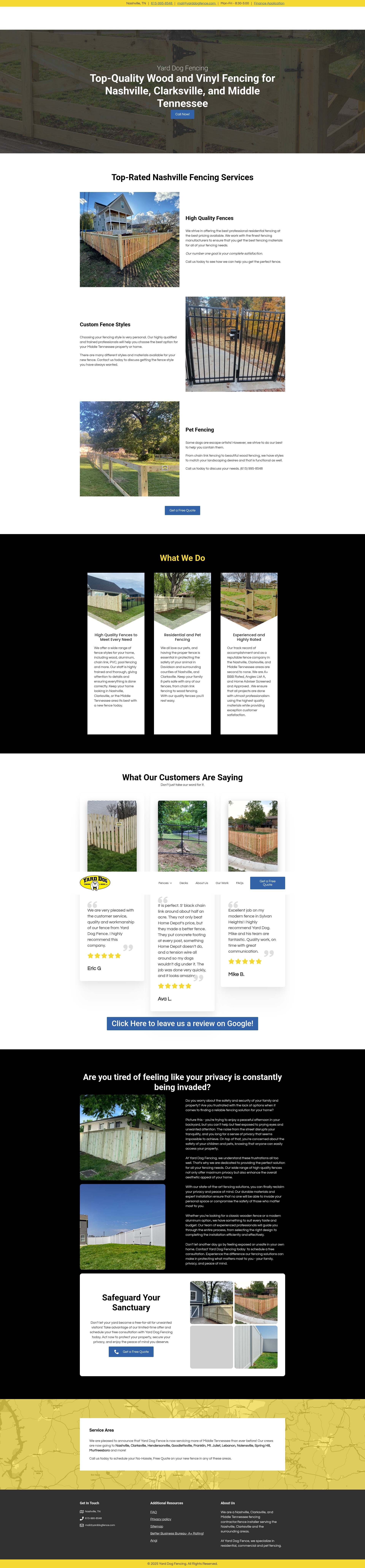 Screenshot of yarddogfence.com