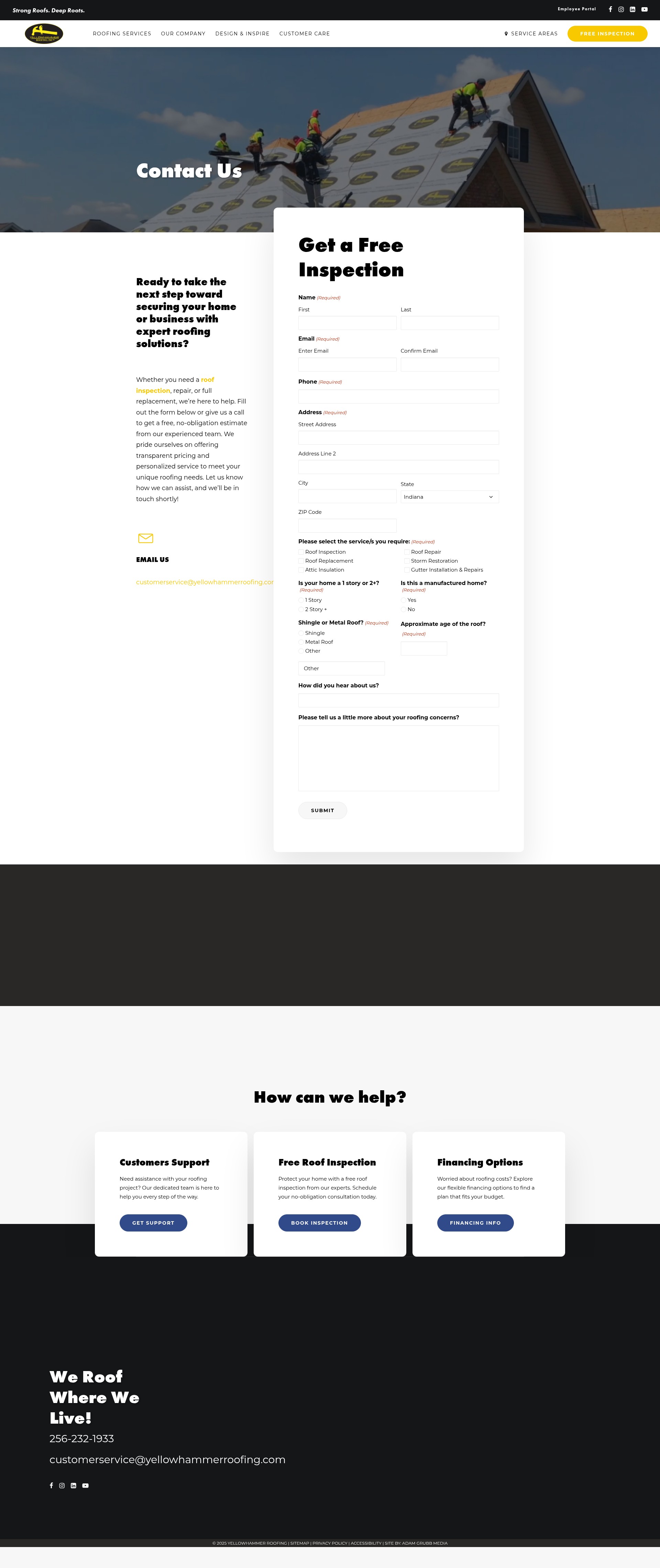 Screenshot of yellowhammerroofing.com