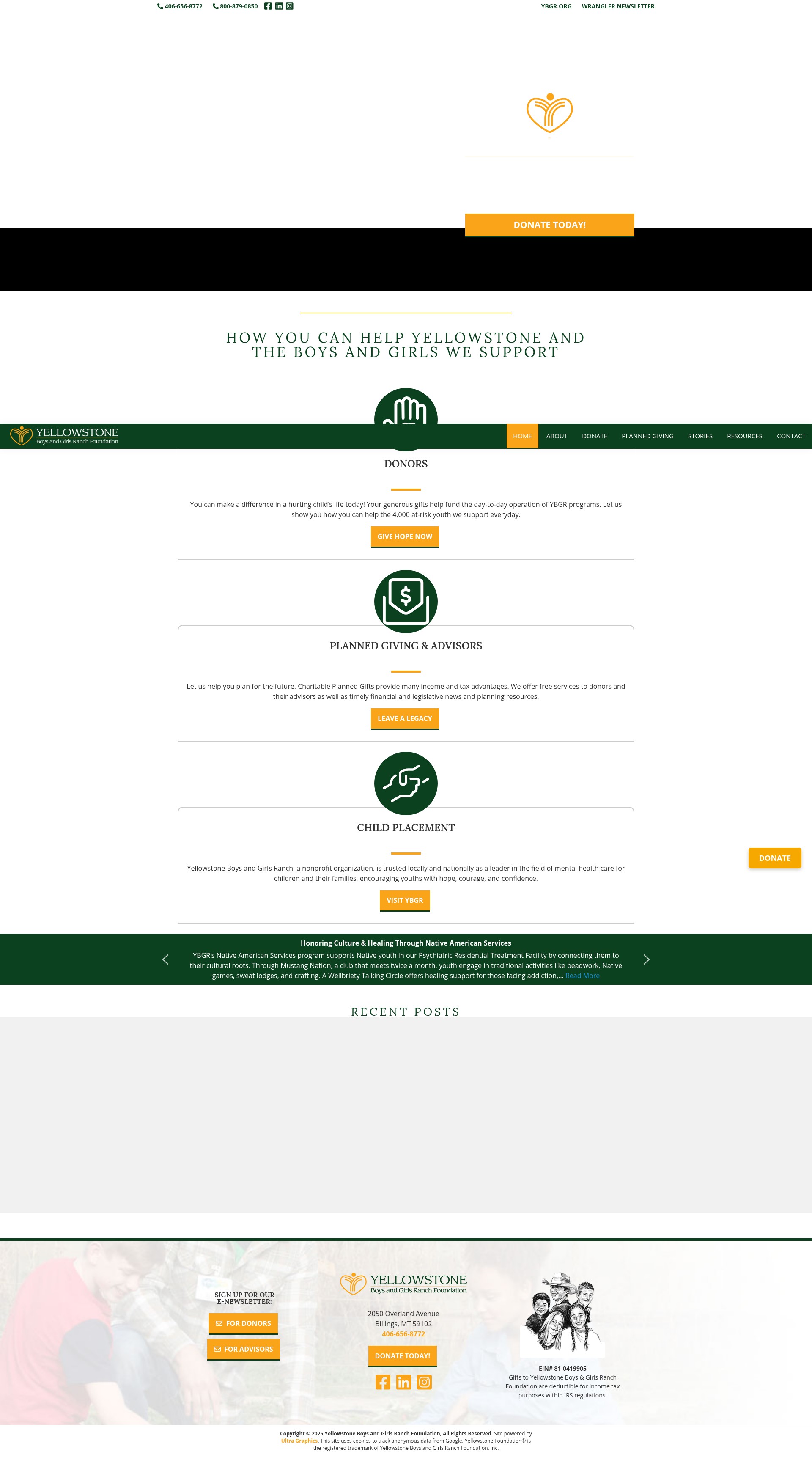 Screenshot of yellowstonefoundation.org